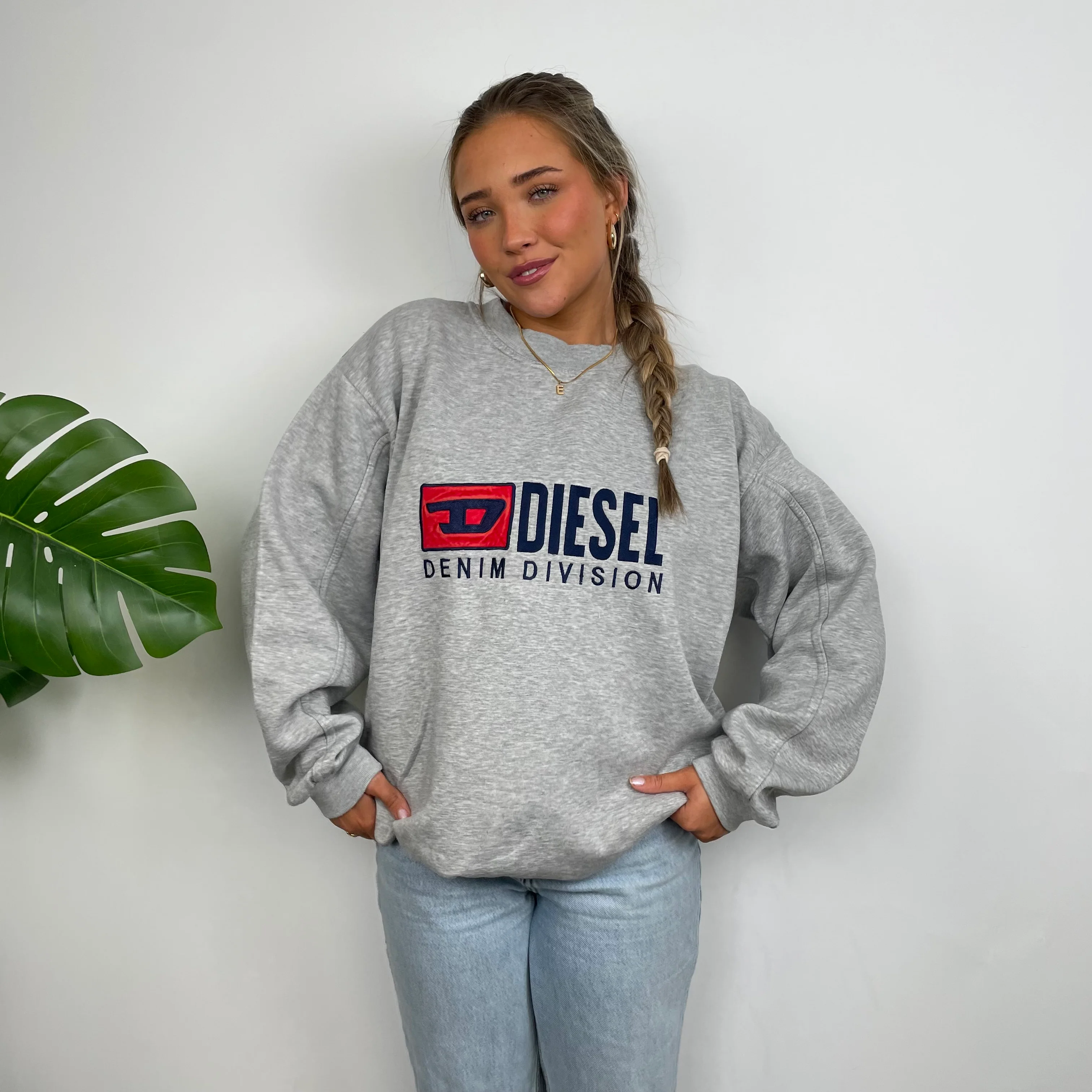Diesel Grey Embroidered Spell Out Sweatshirt (XL) - Image 14