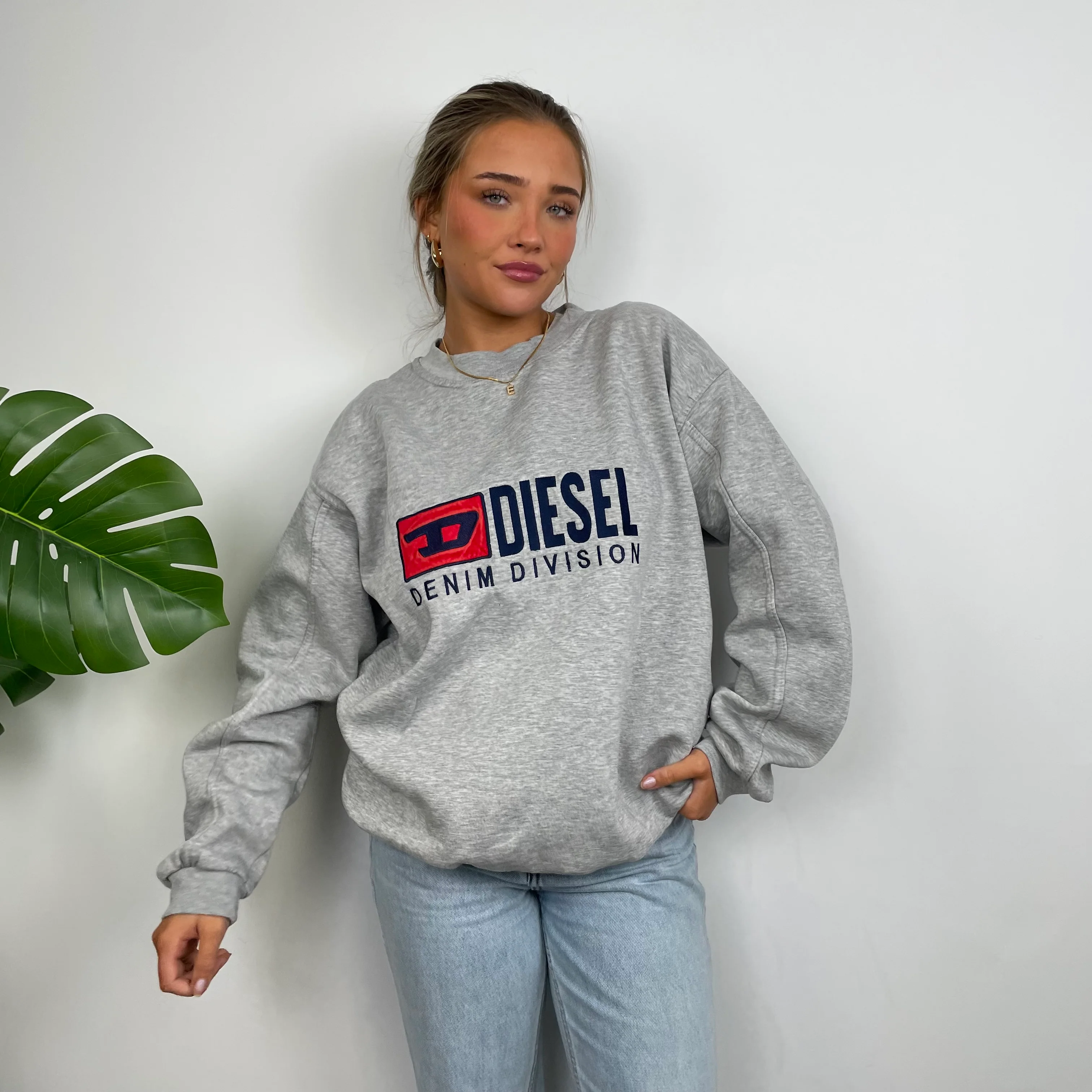 Diesel Grey Embroidered Spell Out Sweatshirt (XL) - Image 18