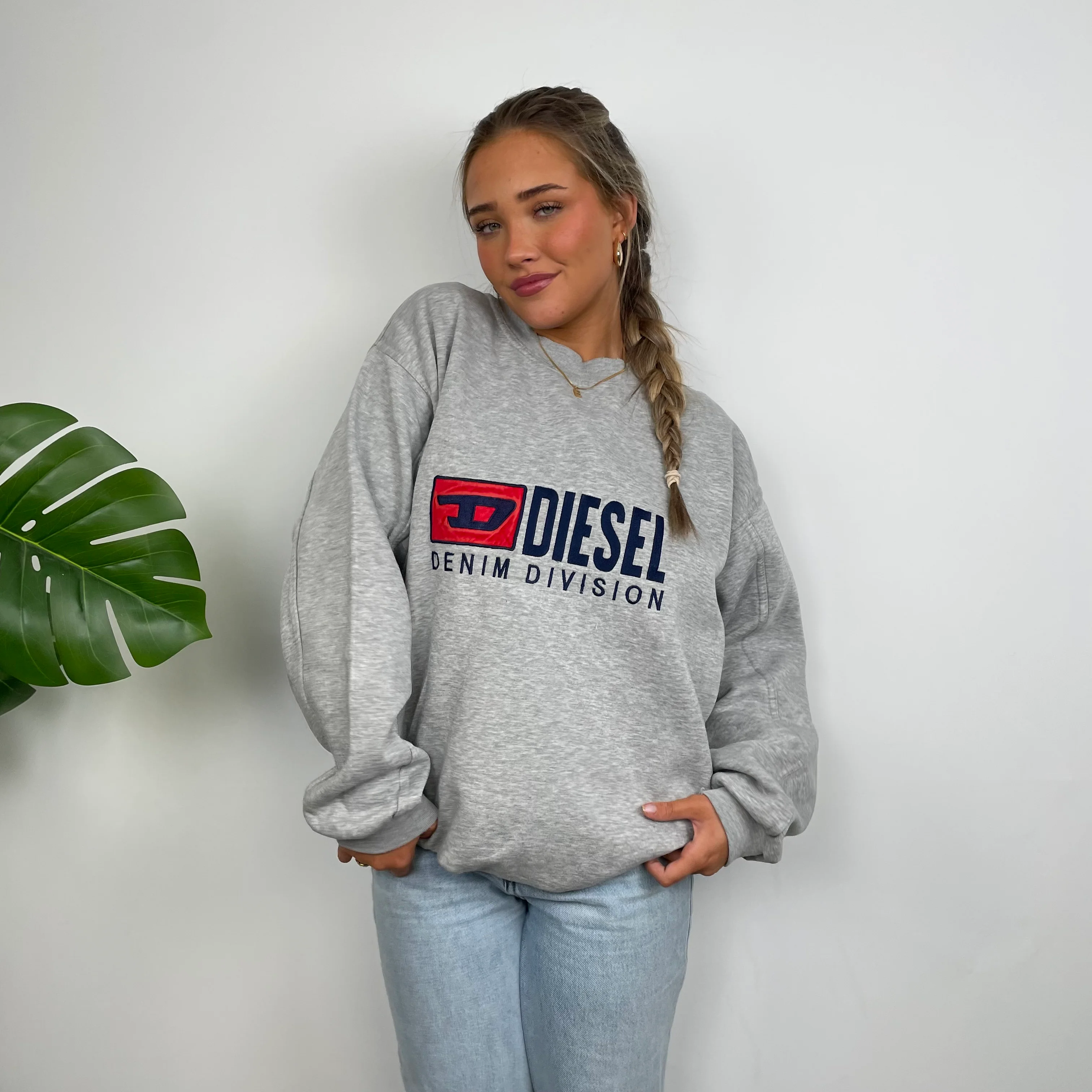 Diesel Grey Embroidered Spell Out Sweatshirt (XL) - Image 3
