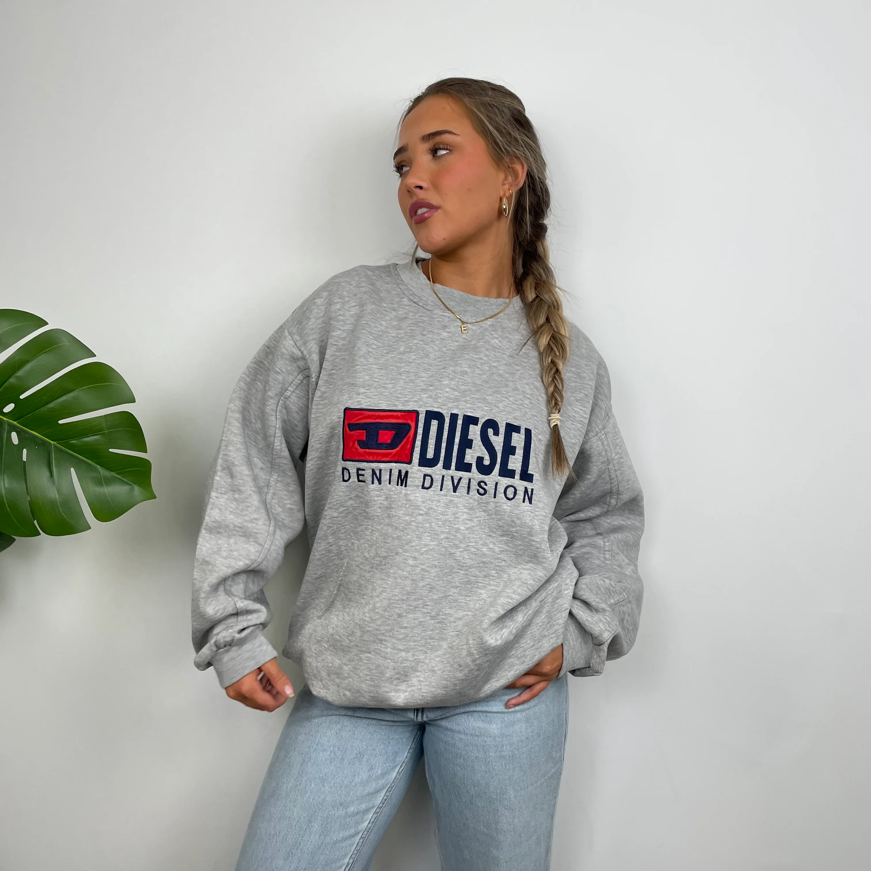 Diesel Grey Embroidered Spell Out Sweatshirt (XL) - Image 5