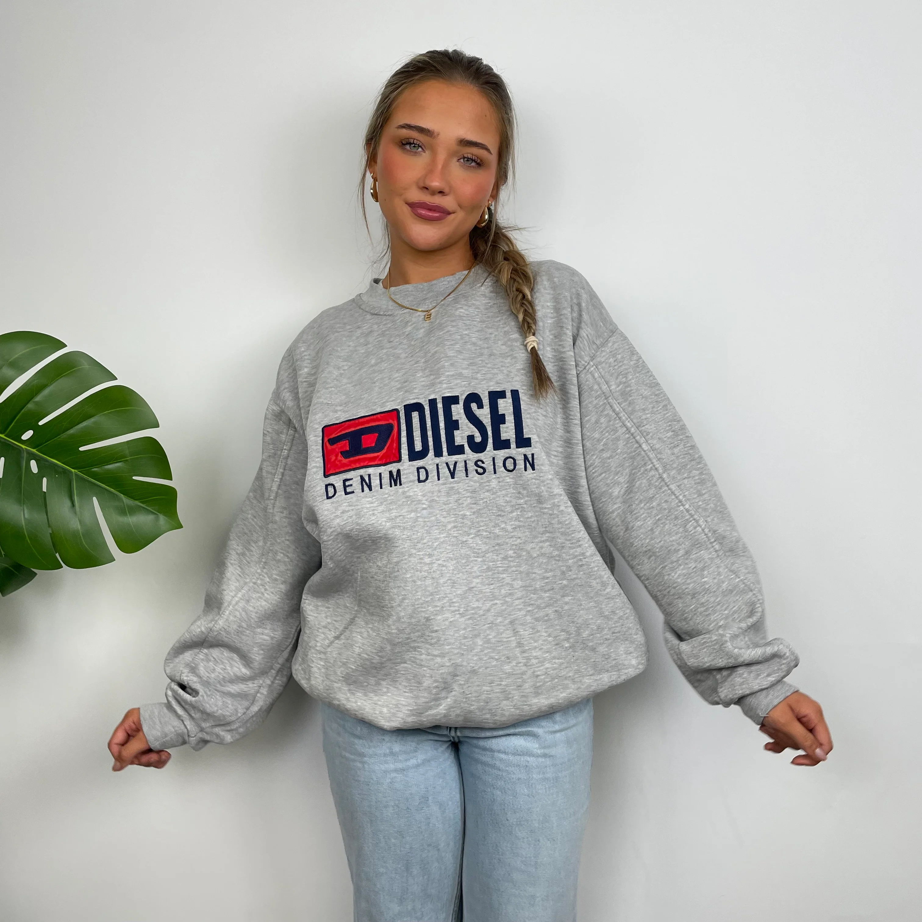 Diesel Grey Embroidered Spell Out Sweatshirt (XL) - Image 8