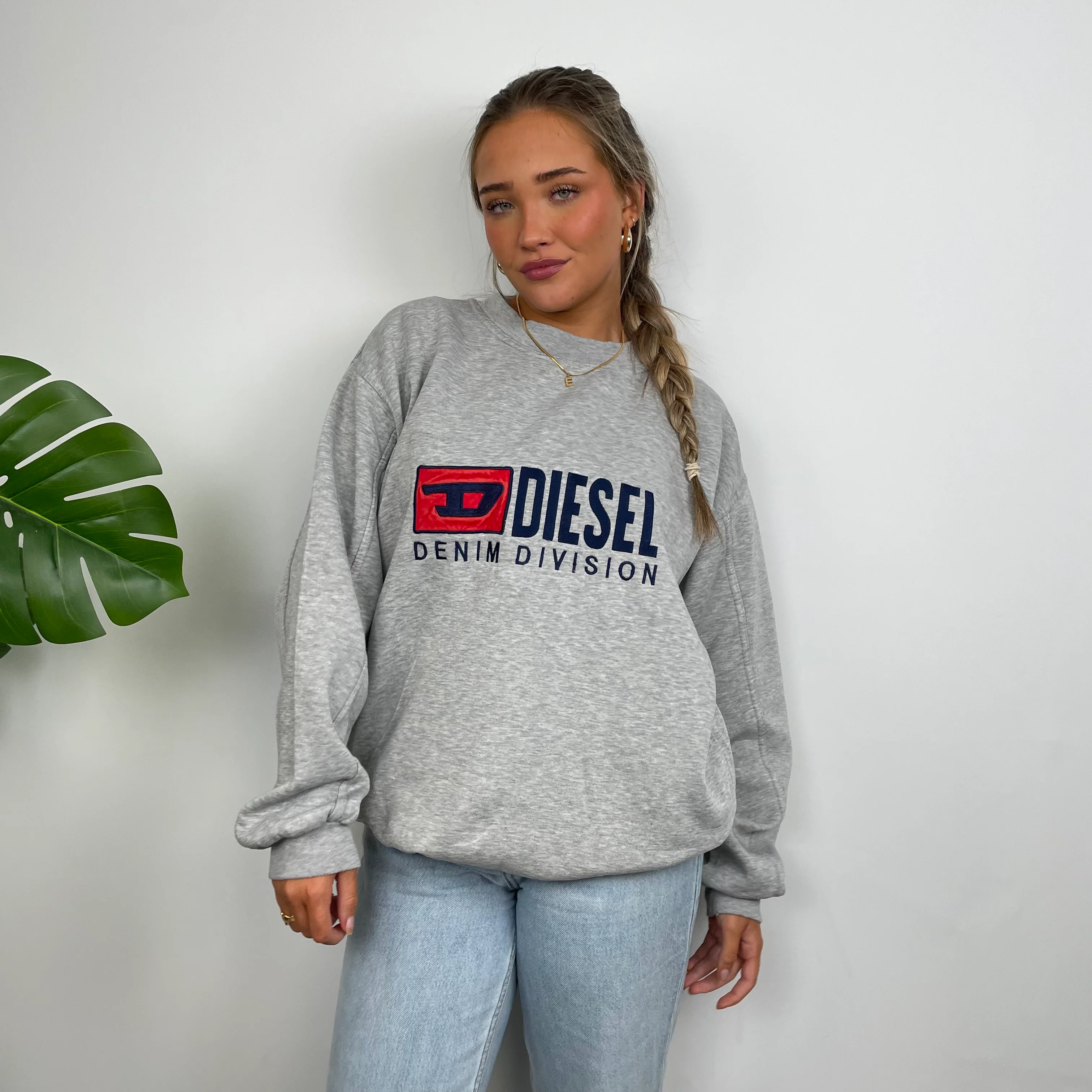 Diesel Grey Embroidered Spell Out Sweatshirt (XL) - Image 9