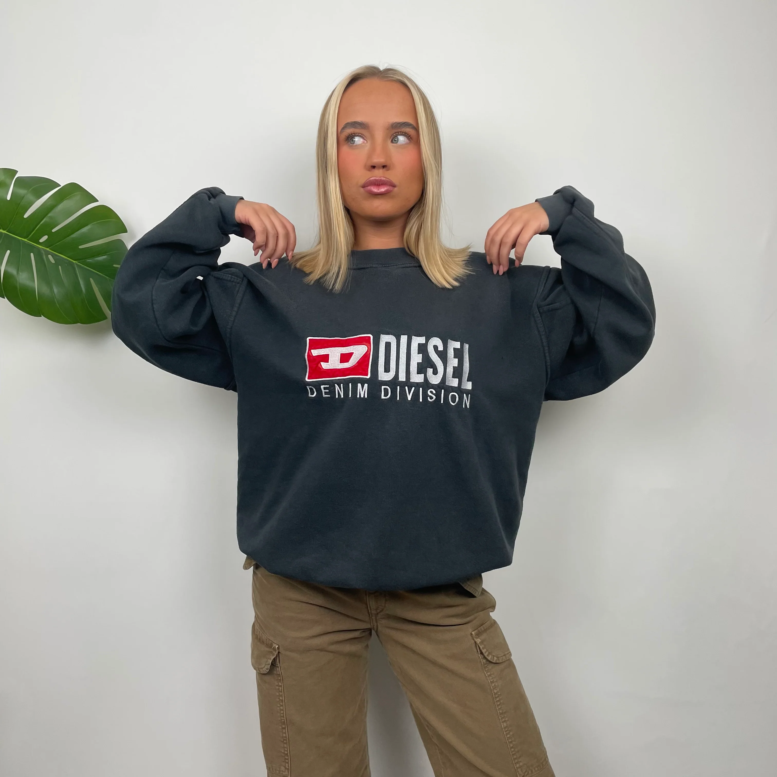 Diesel RARE Black Embroidered Spell Out Sweatshirt (L) - Image 2