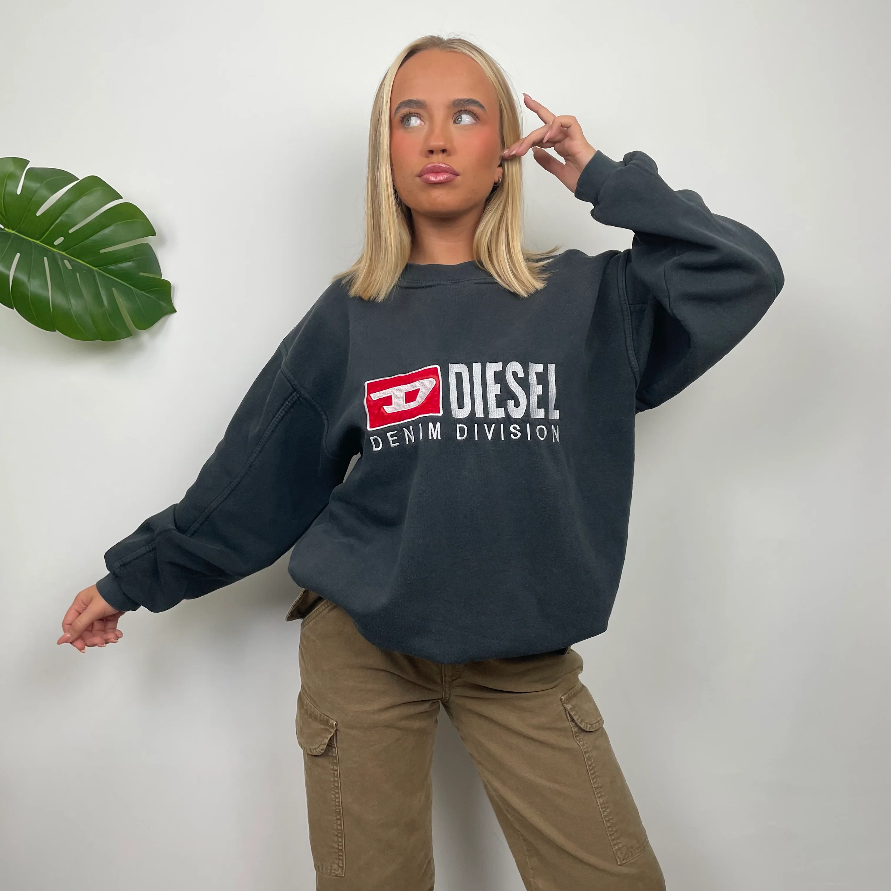 Diesel RARE Black Embroidered Spell Out Sweatshirt (L) - Image 4