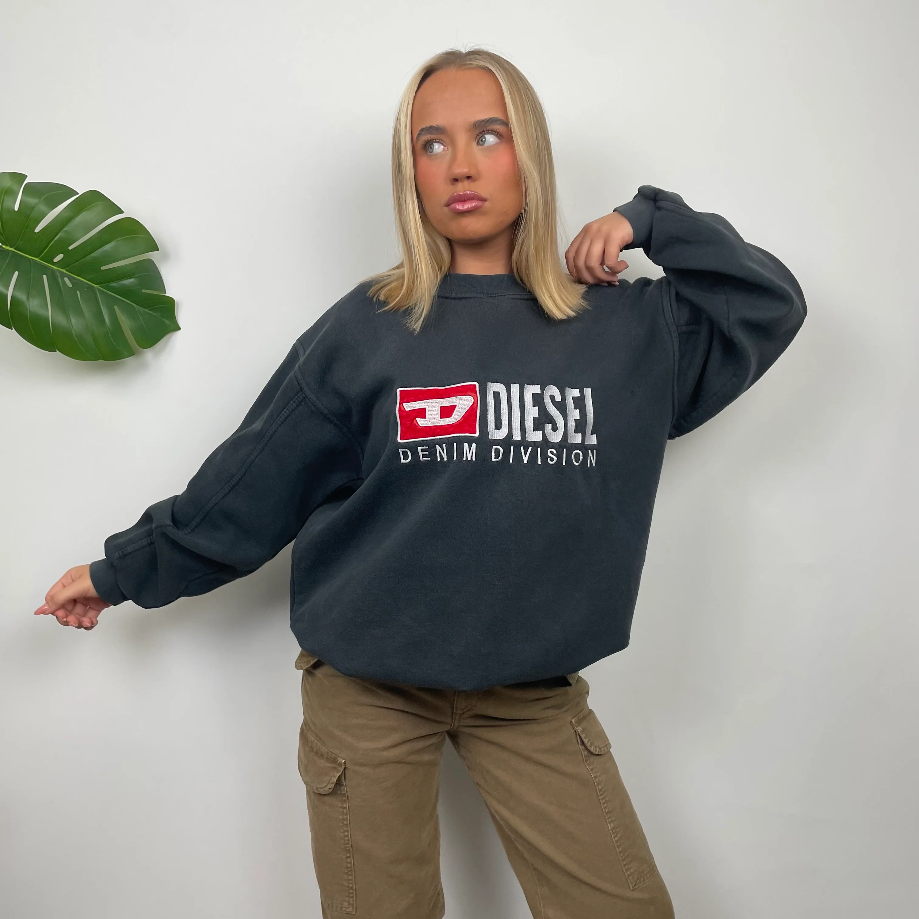 Diesel RARE Black Embroidered Spell Out Sweatshirt (L) - Image 5