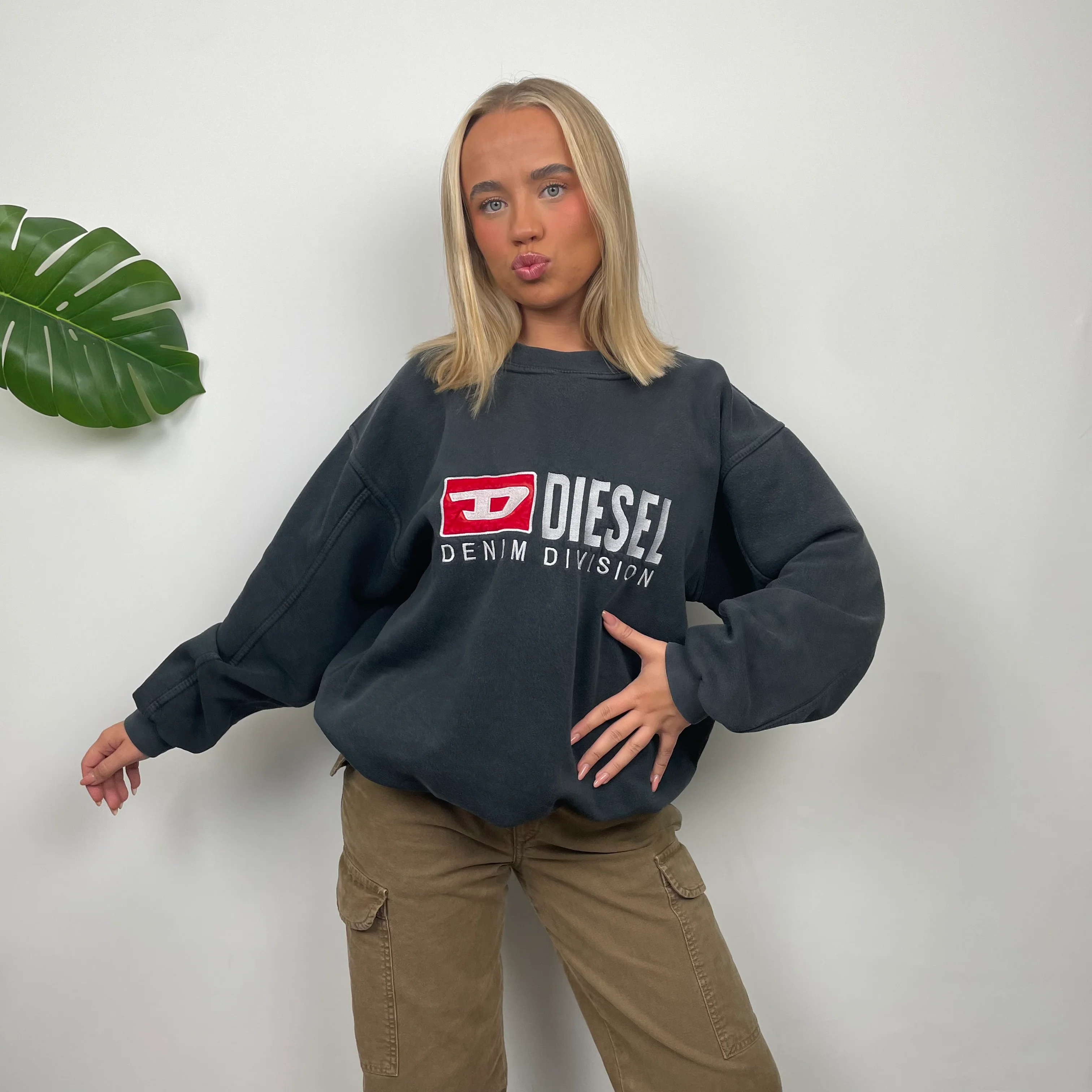 Diesel RARE Black Embroidered Spell Out Sweatshirt (L) - Image 8
