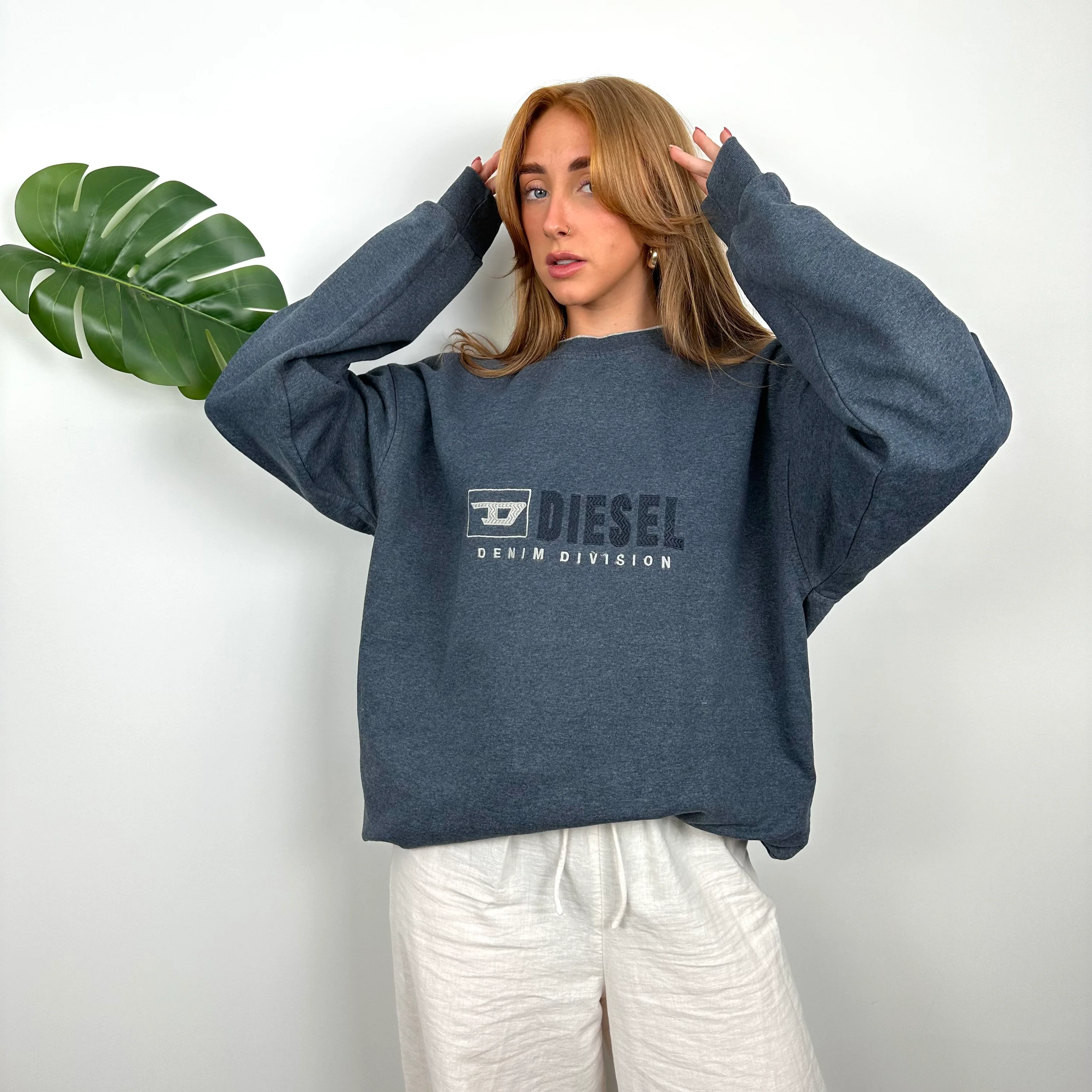 Diesel Dusty Blue Embroidered Spell Out Sweatshirt (XL) - Image 2