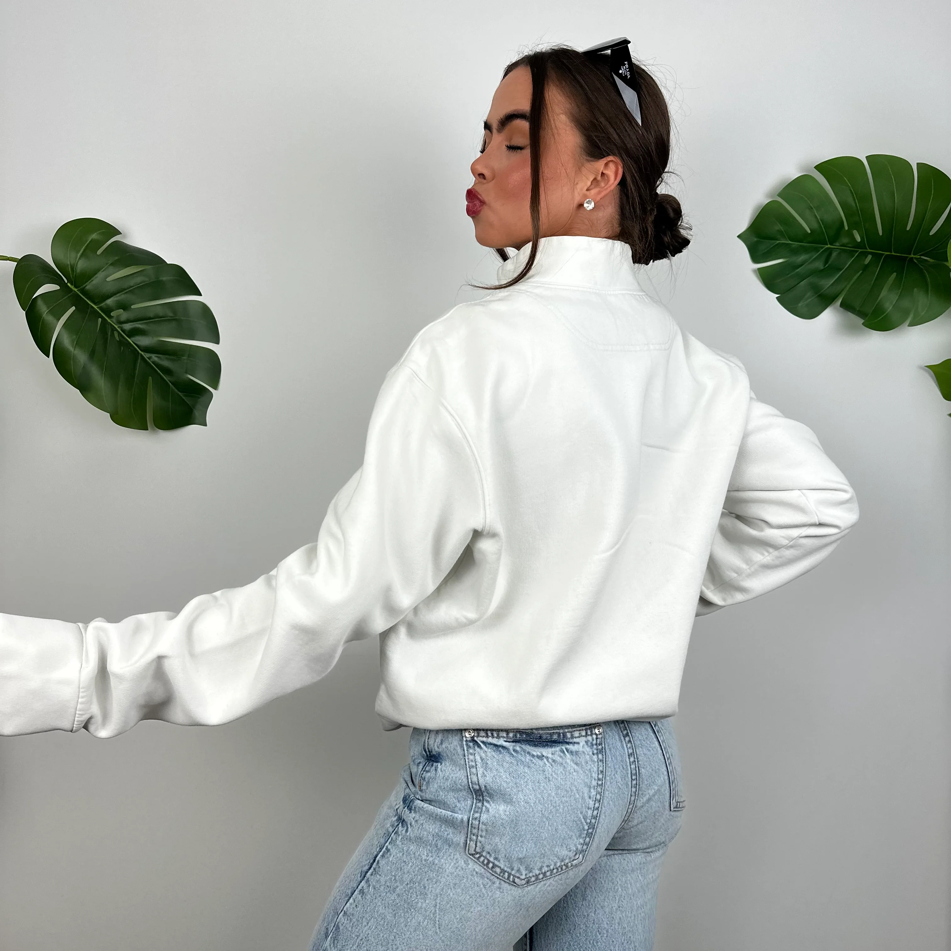 Diesel White Embroidered Spell Out Zip Up Jacket (M) - Image 8