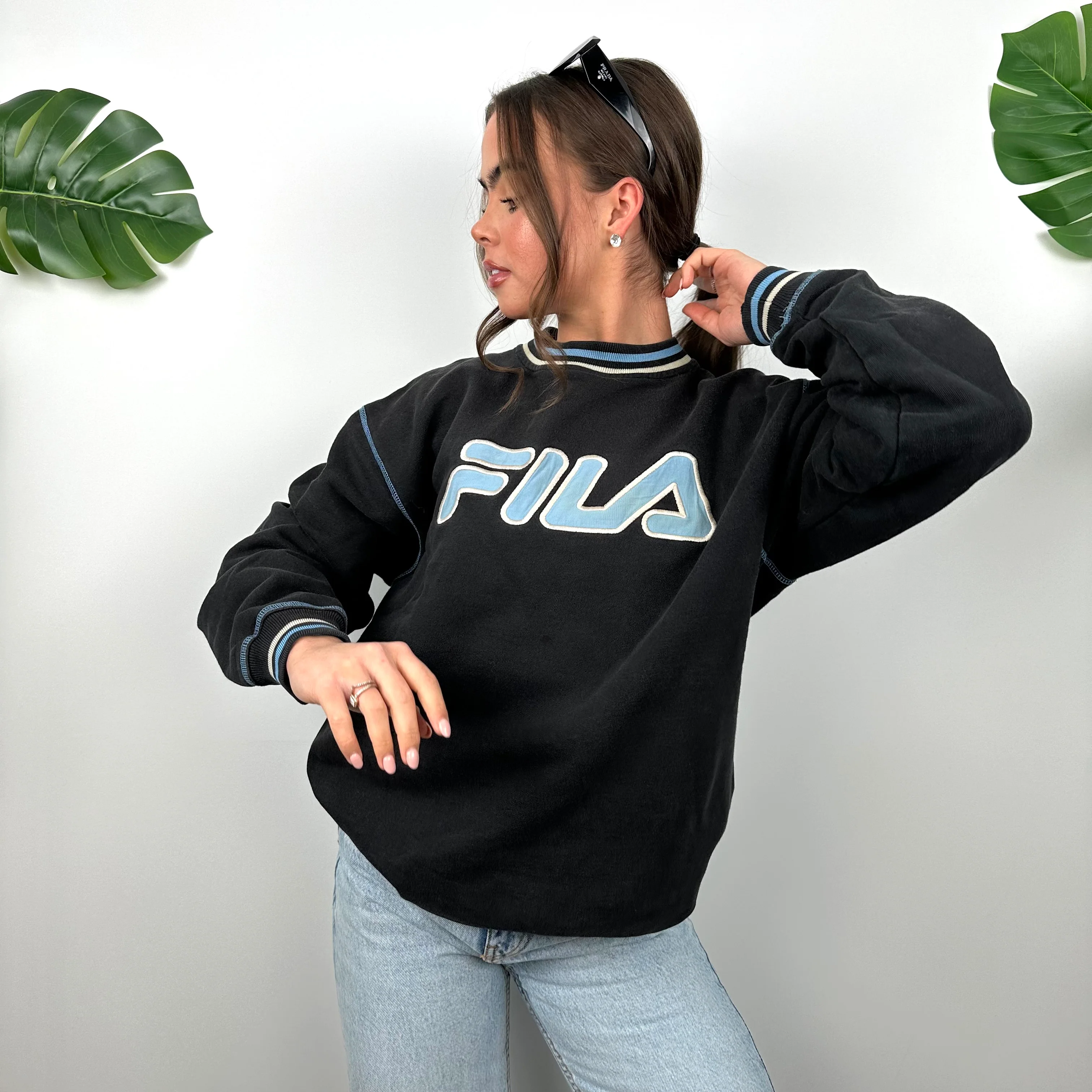 FILA Black Embroidered Spell Out Sweatshirt (M) - Image 5