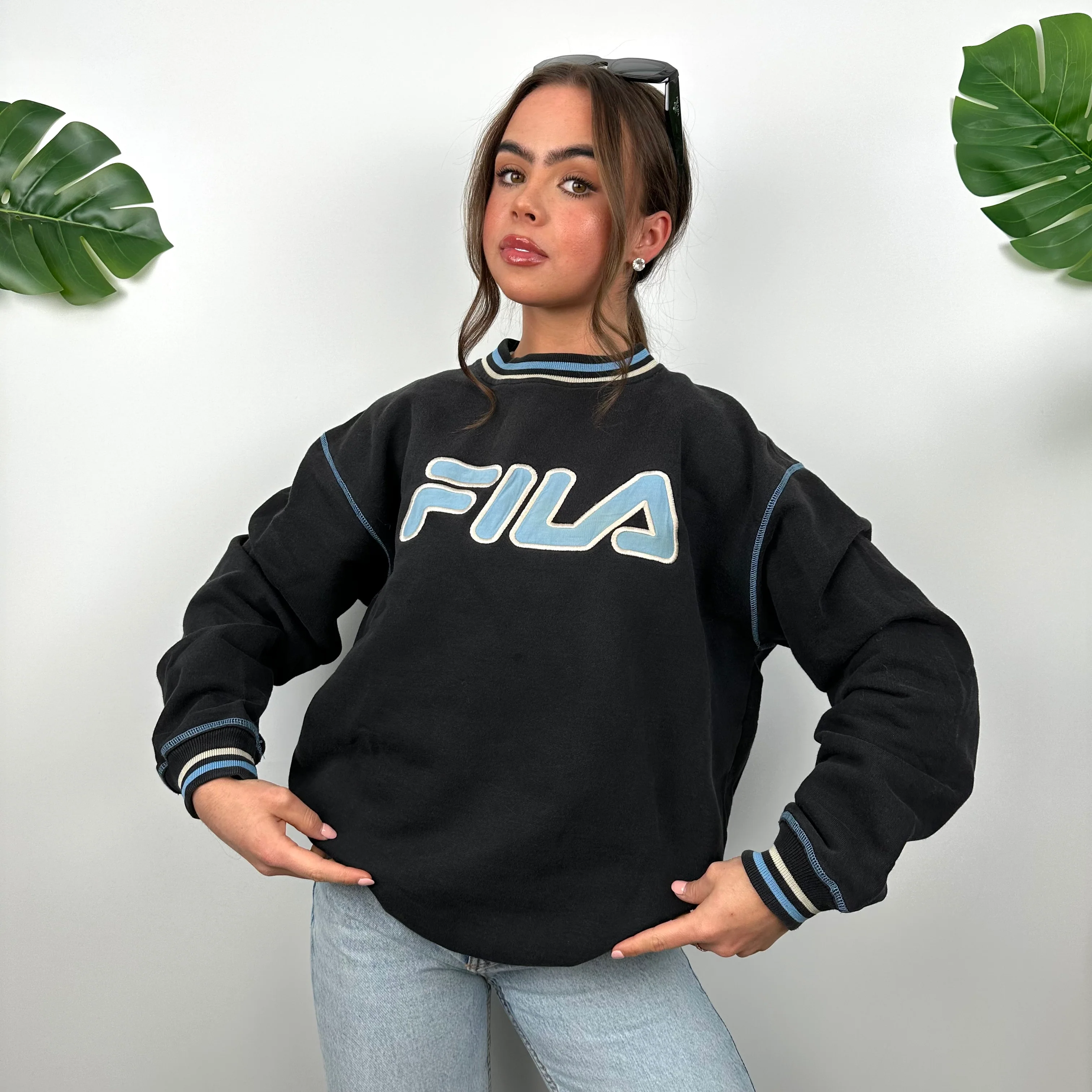 FILA Black Embroidered Spell Out Sweatshirt (M) - Image 6