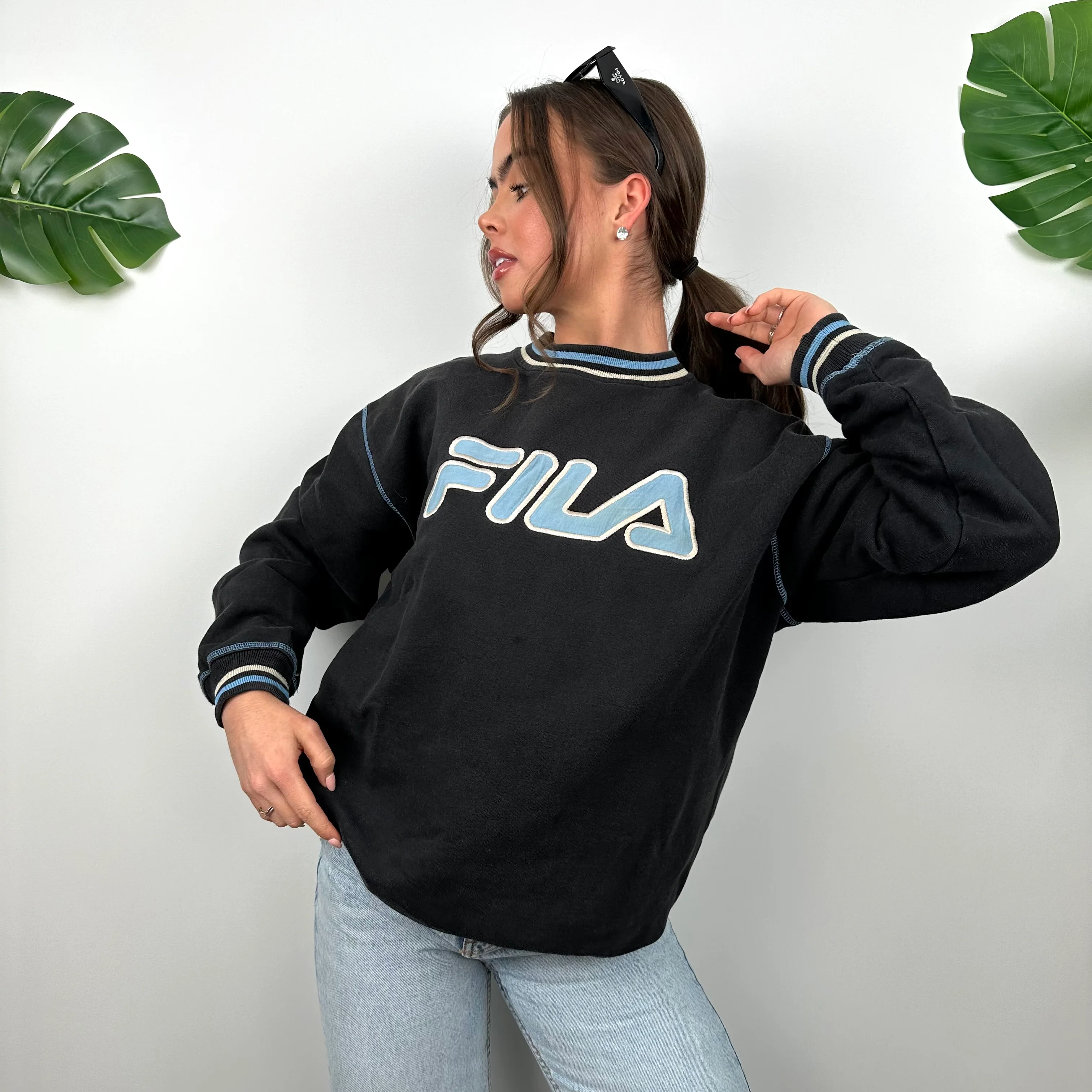 FILA Black Embroidered Spell Out Sweatshirt (M) - Image 7
