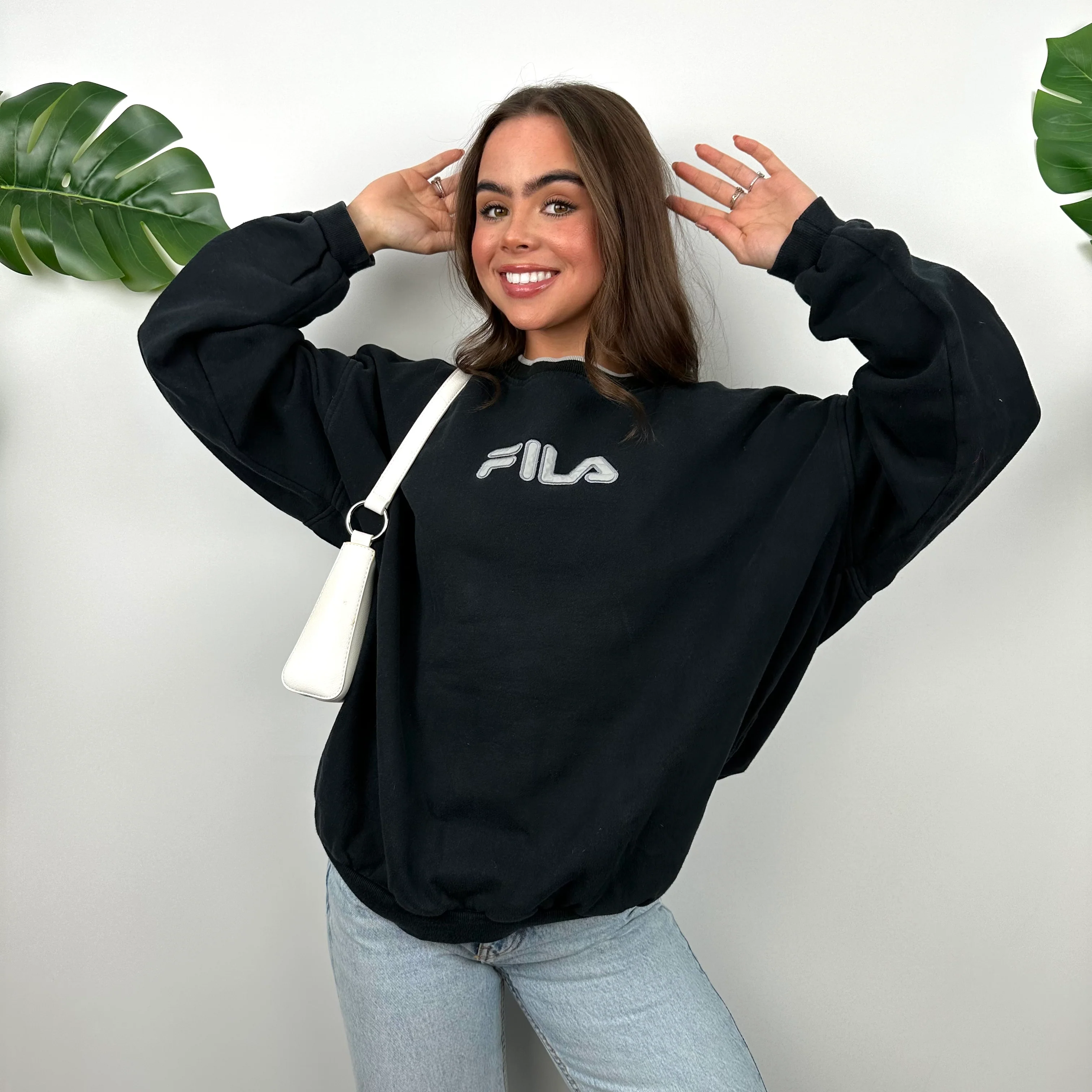 FILA Navy Embroidered Spell Out Sweatshirt (M) - Image 2