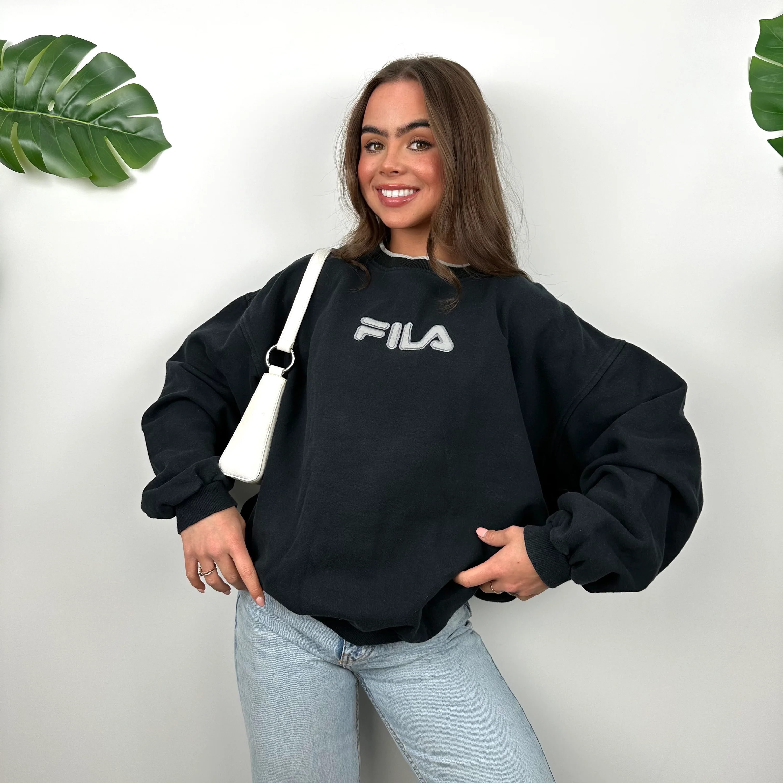FILA Navy Embroidered Spell Out Sweatshirt (M) - Image 4