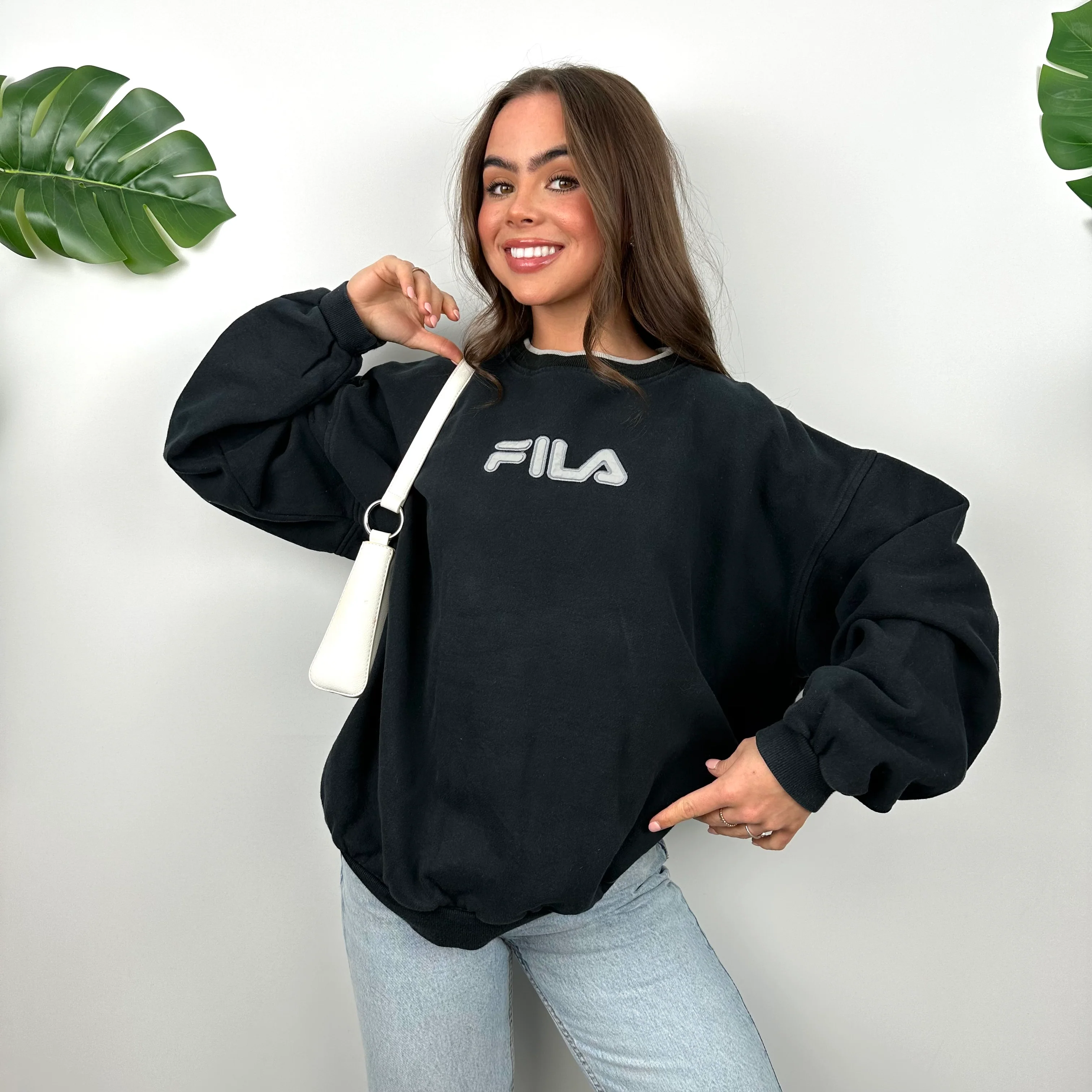 FILA Navy Embroidered Spell Out Sweatshirt (M) - Image 5
