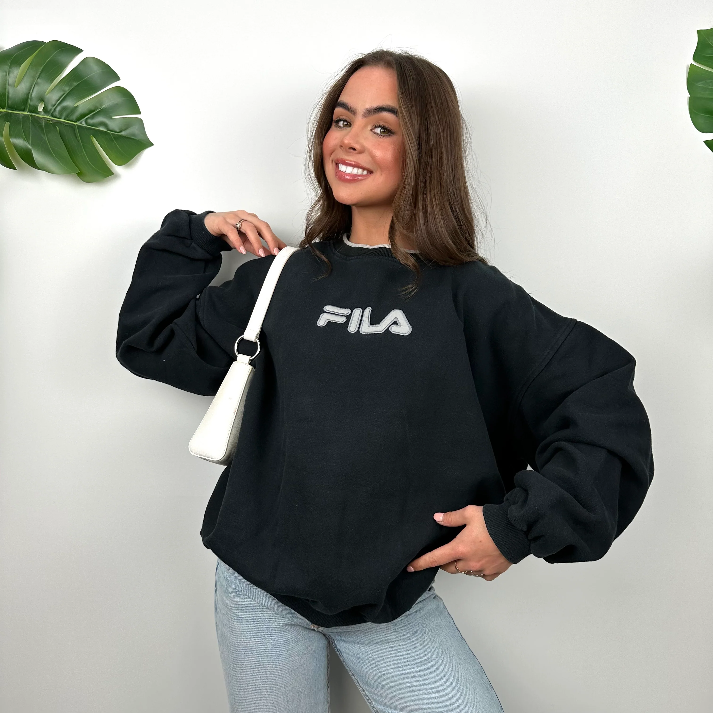 FILA Navy Embroidered Spell Out Sweatshirt (M) - Image 6