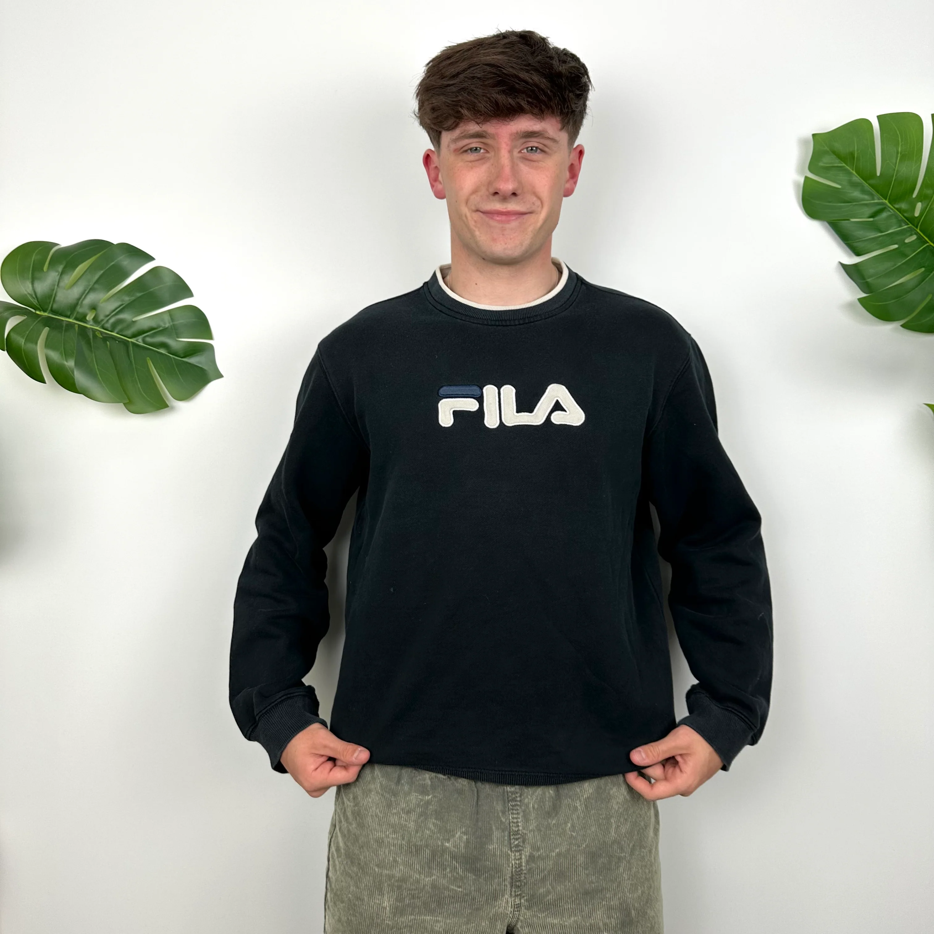 FILA Navy Embroidered Spell Out Sweatshirt (S)