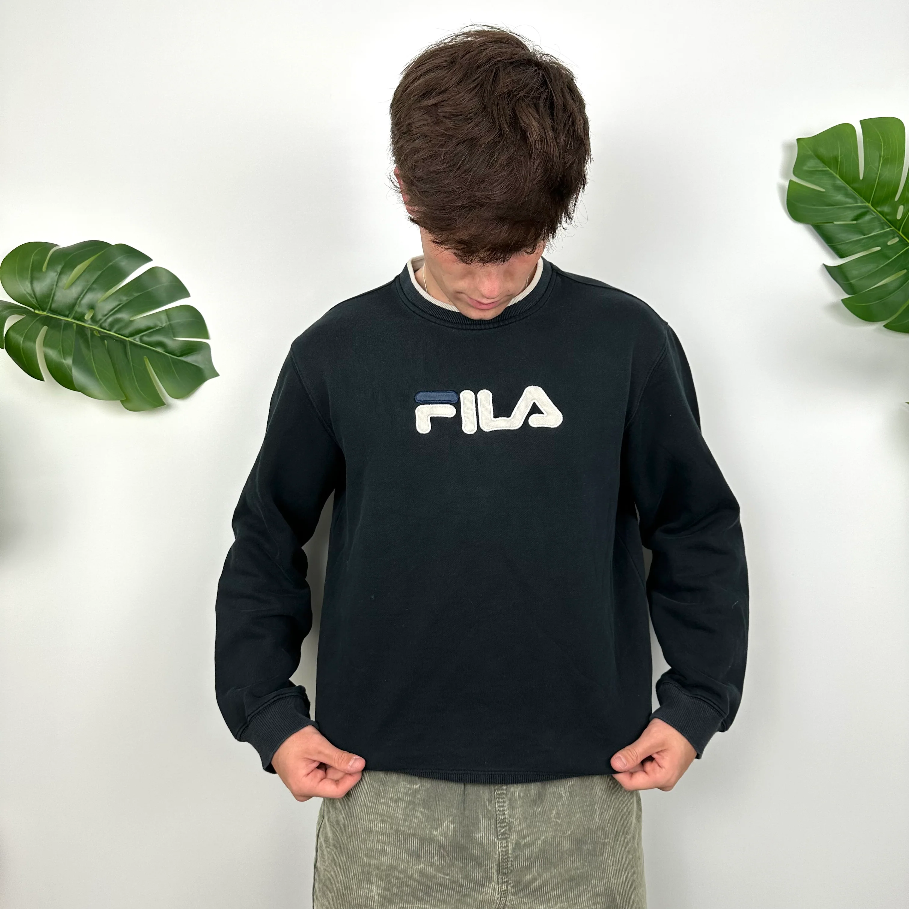 FILA Navy Embroidered Spell Out Sweatshirt (S) - Image 2