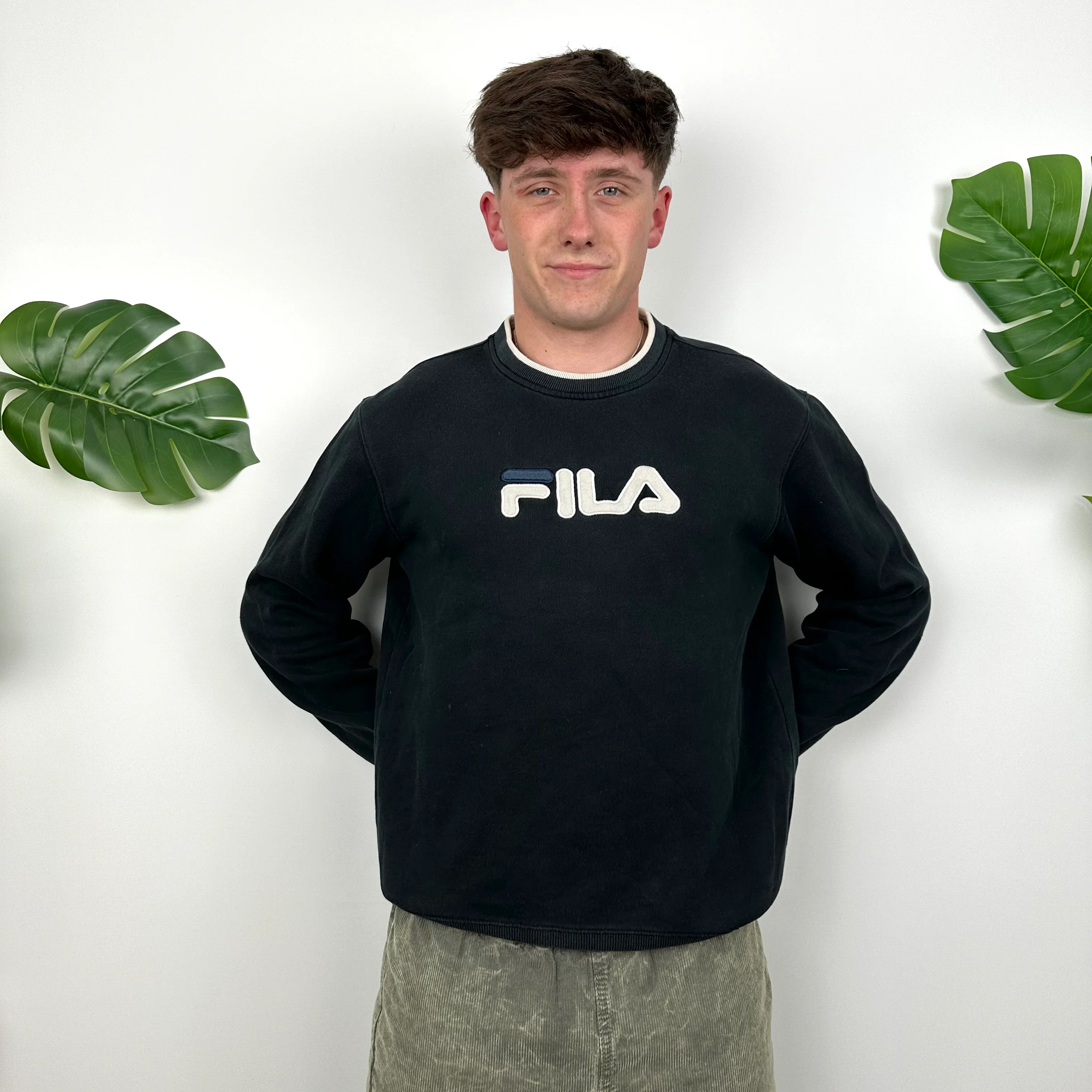FILA Navy Embroidered Spell Out Sweatshirt (S) - Image 5