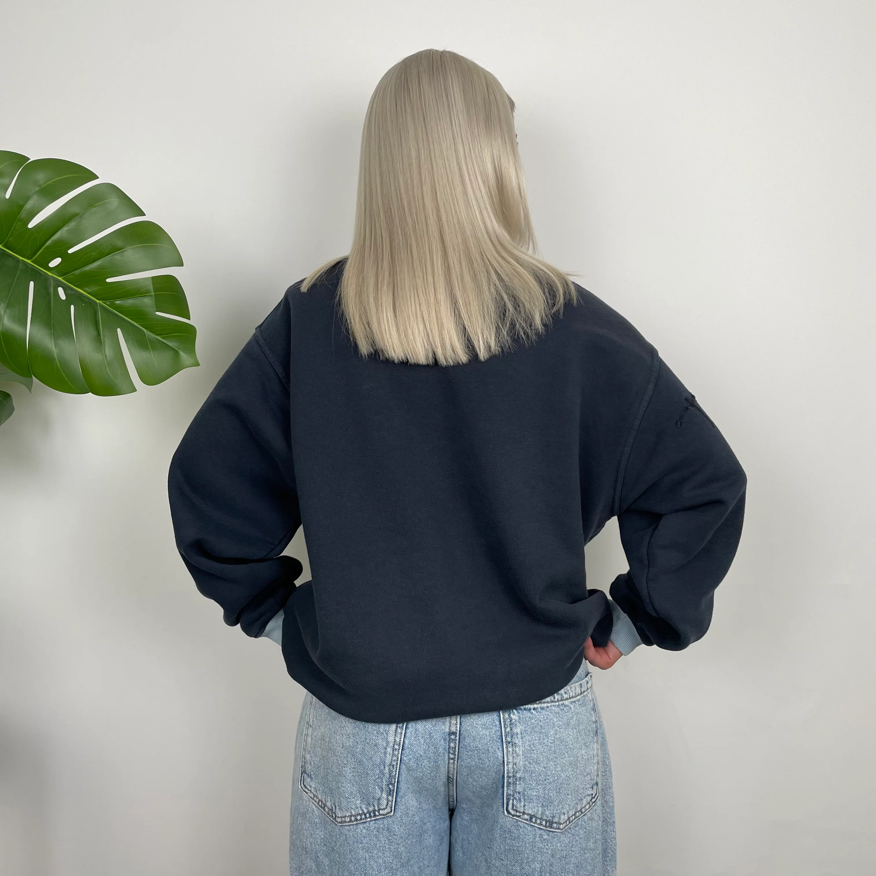 FILA Navy Embroidered Spell Out Sweatshirt (M) - Image 4