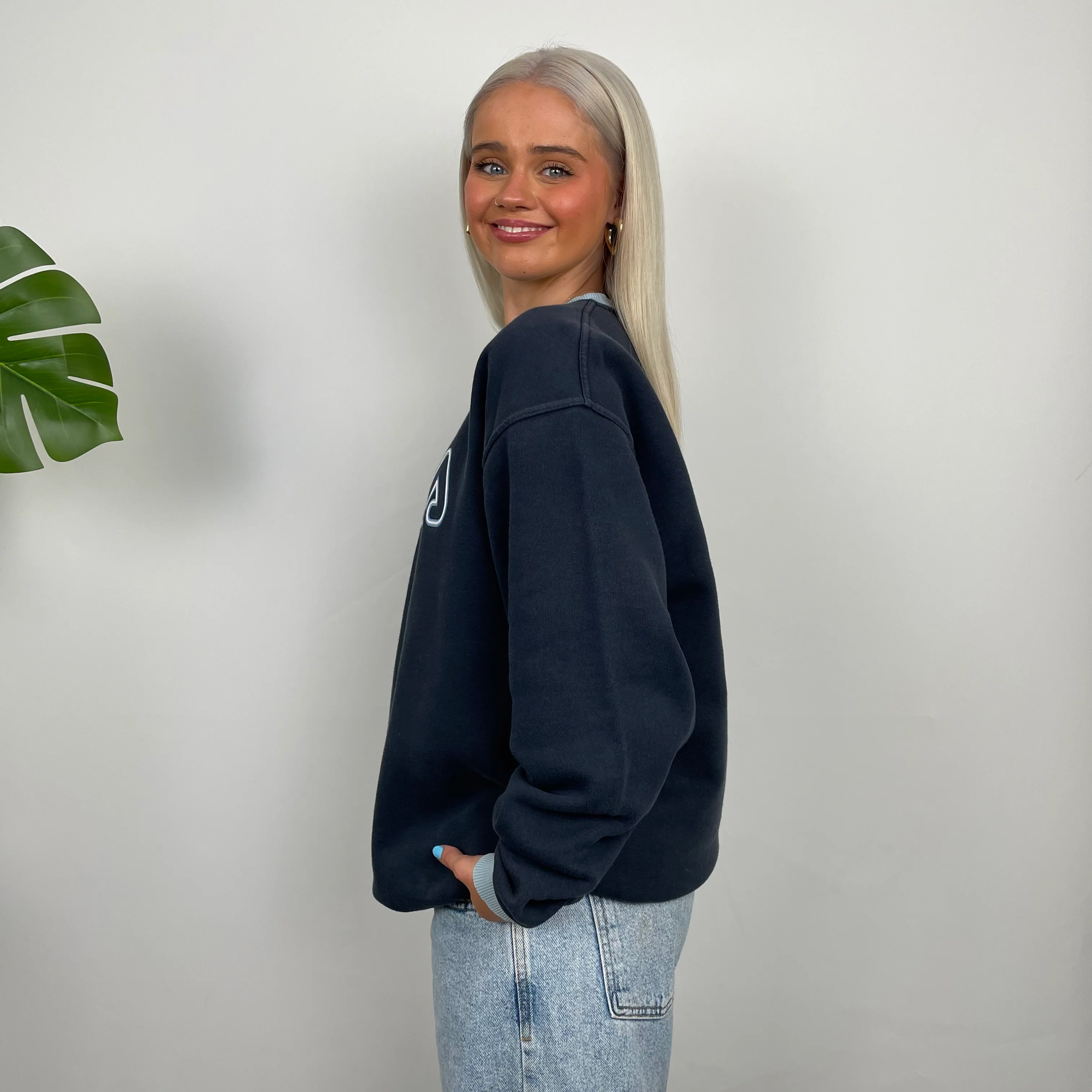 FILA Navy Embroidered Spell Out Sweatshirt (M) - Image 7