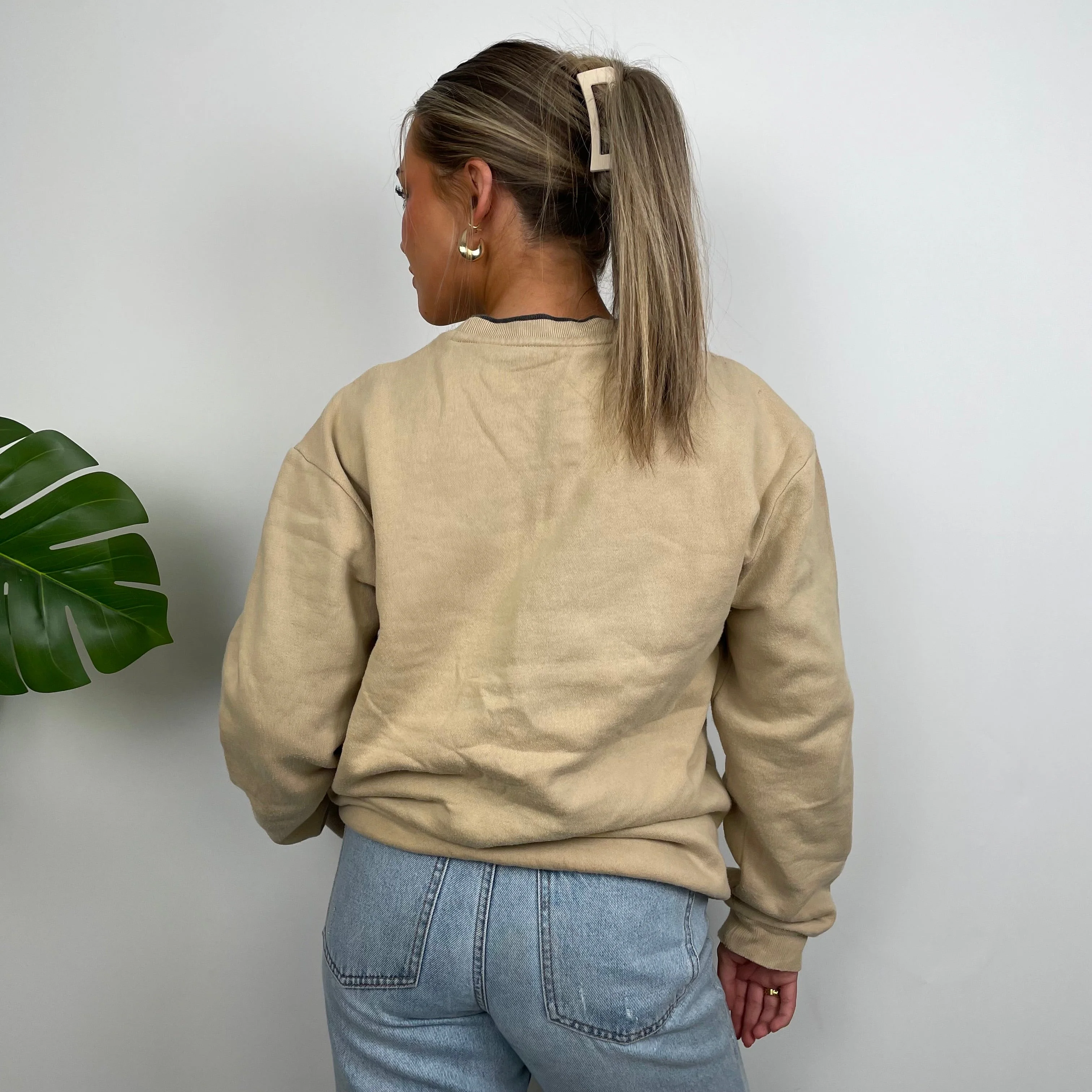 FILA Tan Brown Embroidered Spell Out Sweatshirt (L) - Image 4