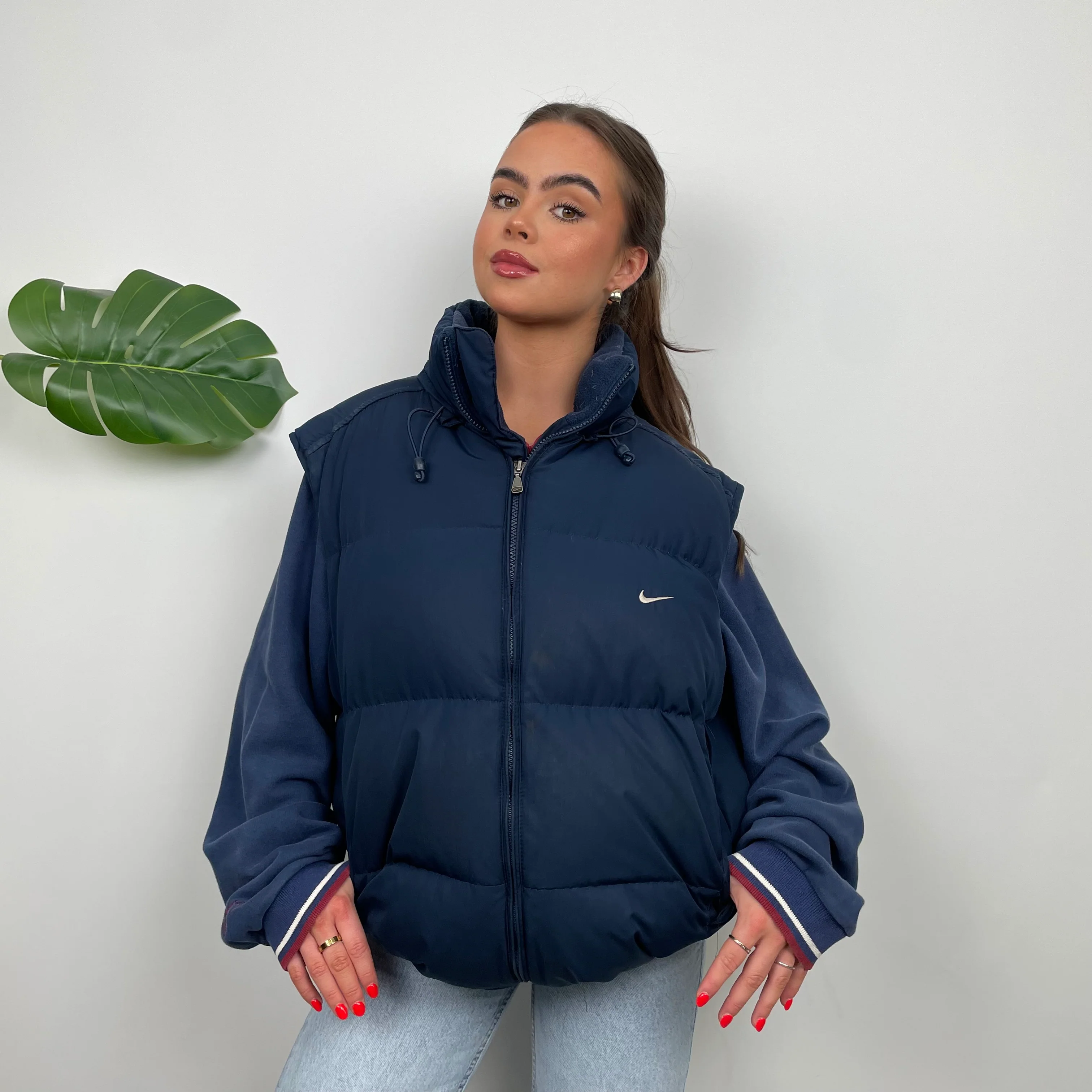 Nike Navy Embroidered Swoosh Puffer Gilet (XL) - Image 5