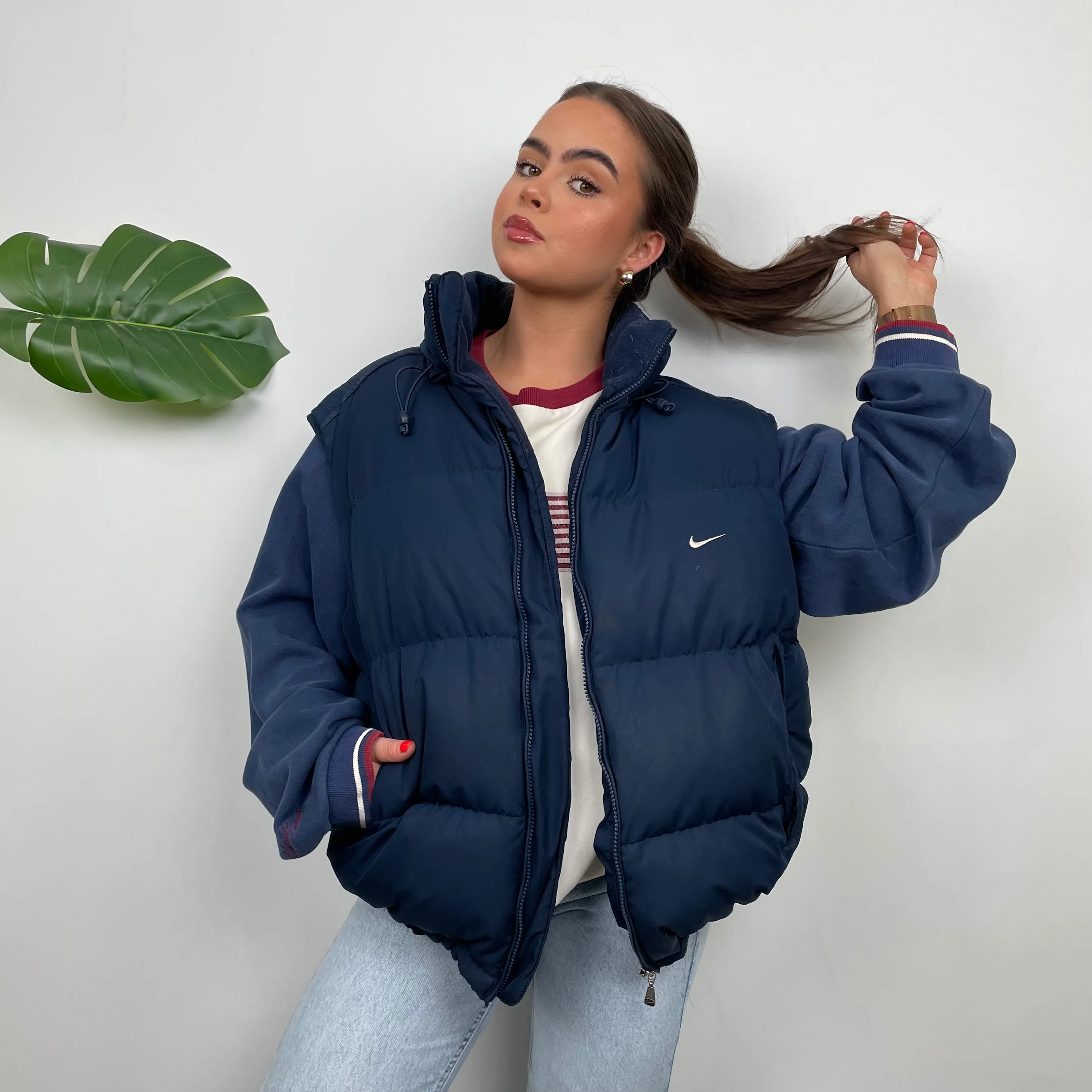 Nike Navy Embroidered Swoosh Puffer Gilet (XL) - Image 6