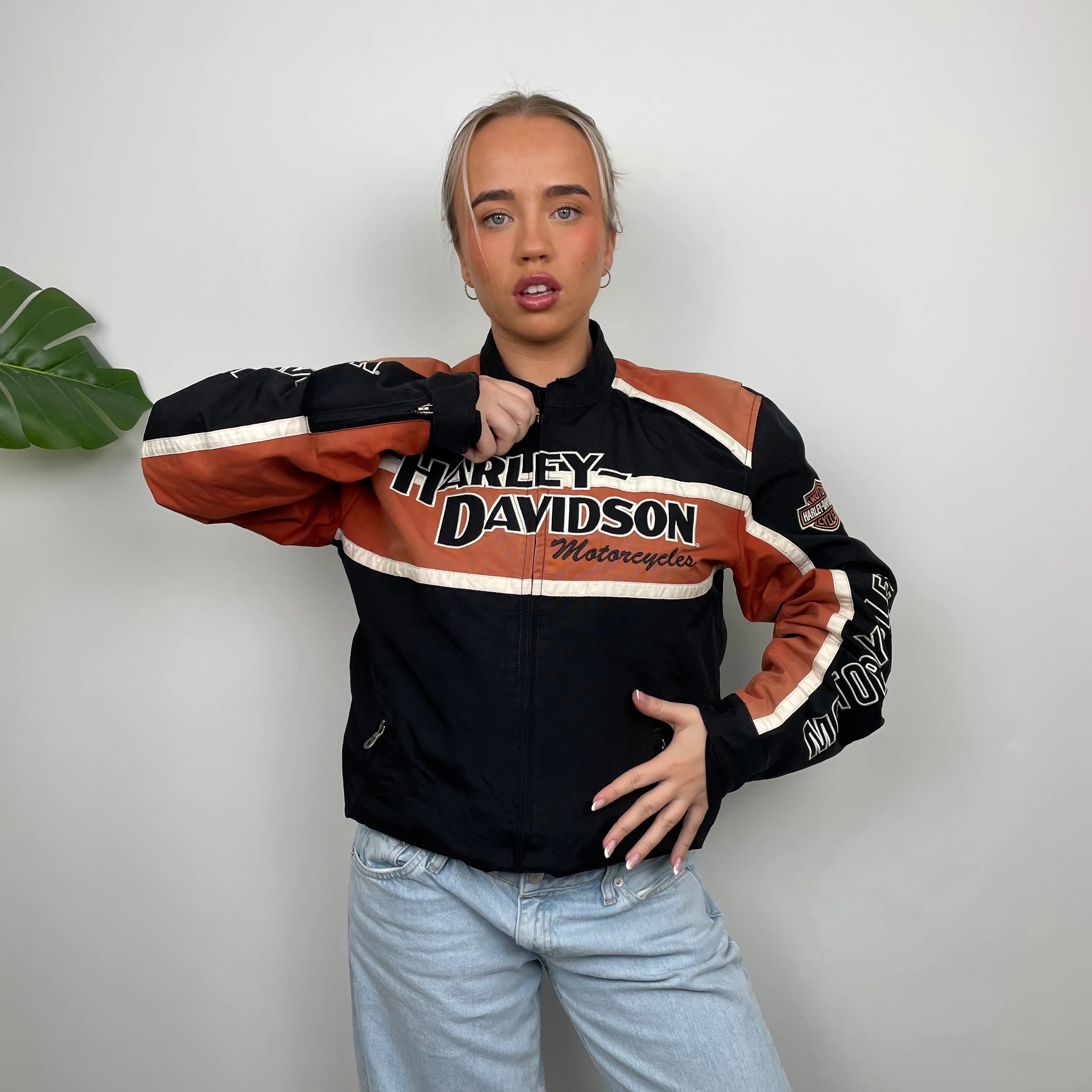 Harley Davidson Black Embroidered Spell Out Heavyweight Jacket (M) - Image 3