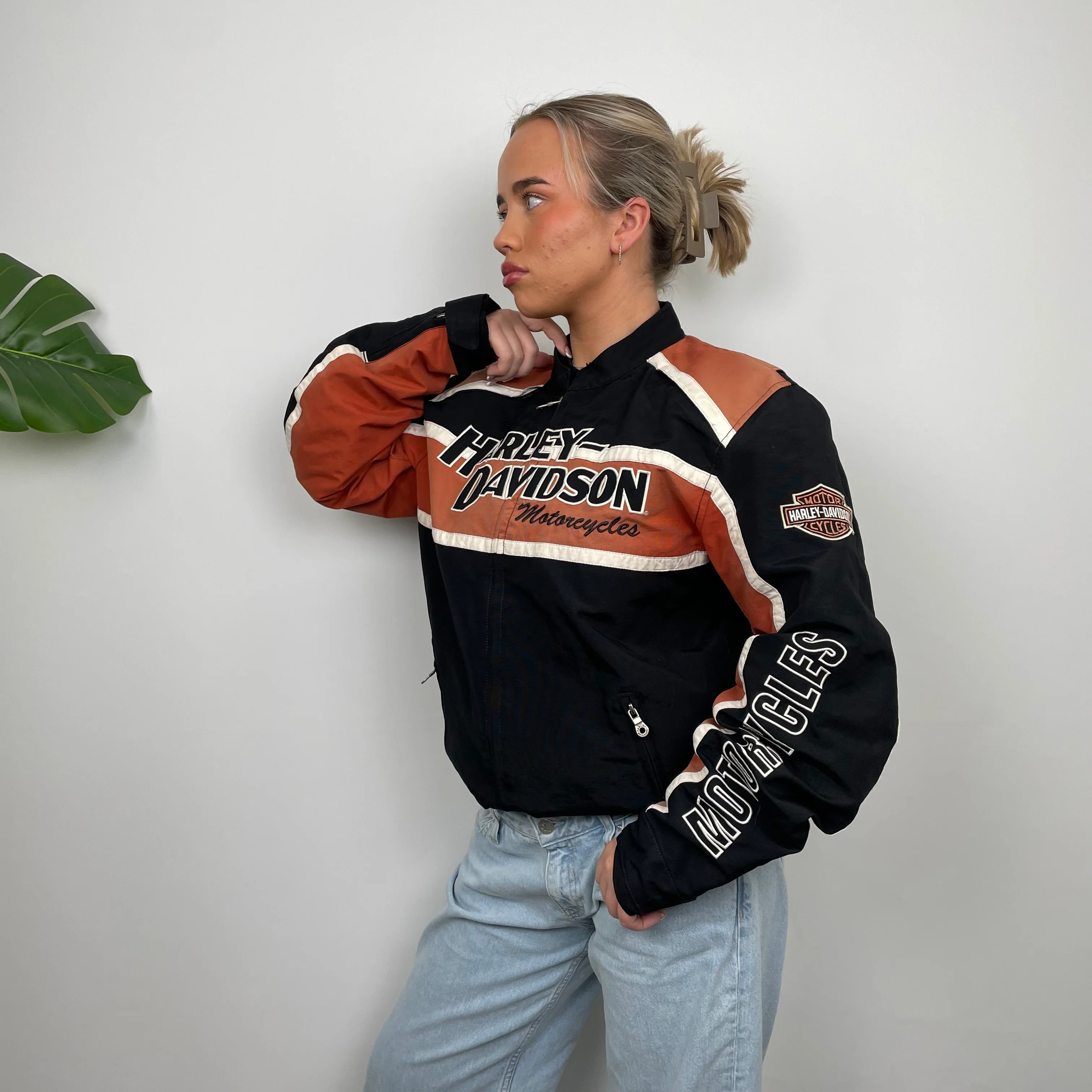 Harley Davidson Black Embroidered Spell Out Heavyweight Jacket (M) - Image 6