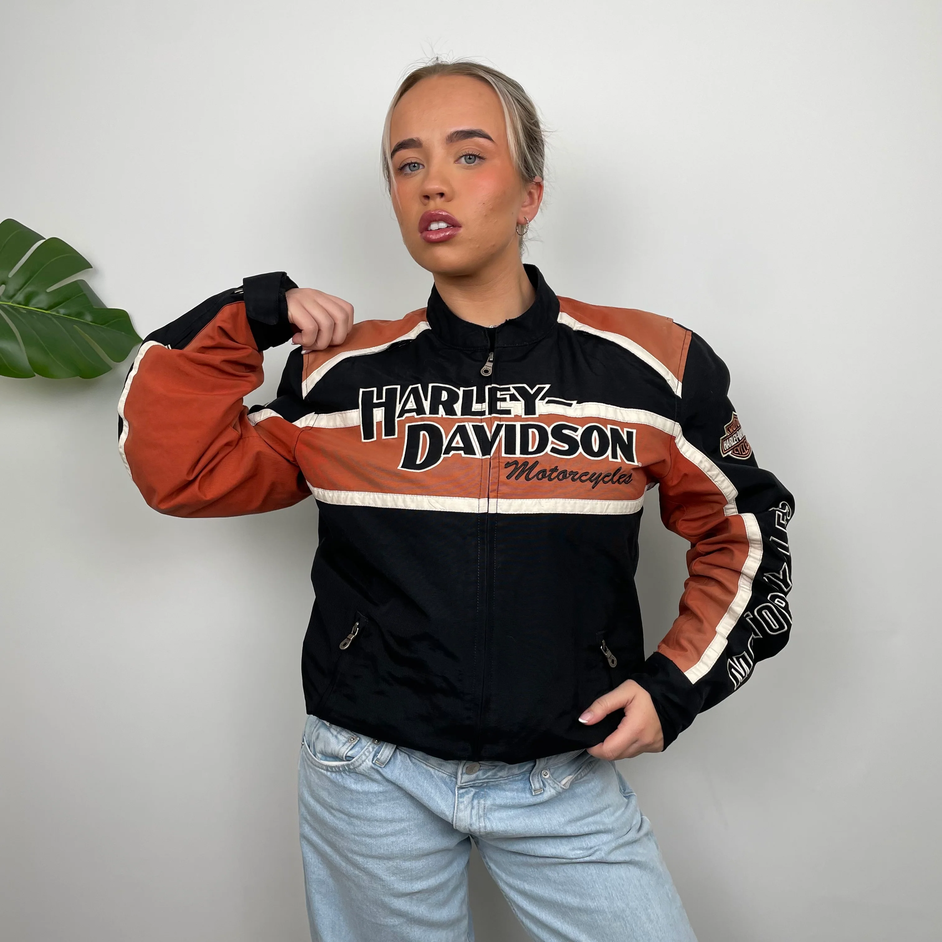 Harley Davidson Black Embroidered Spell Out Heavyweight Jacket (M) - Image 7