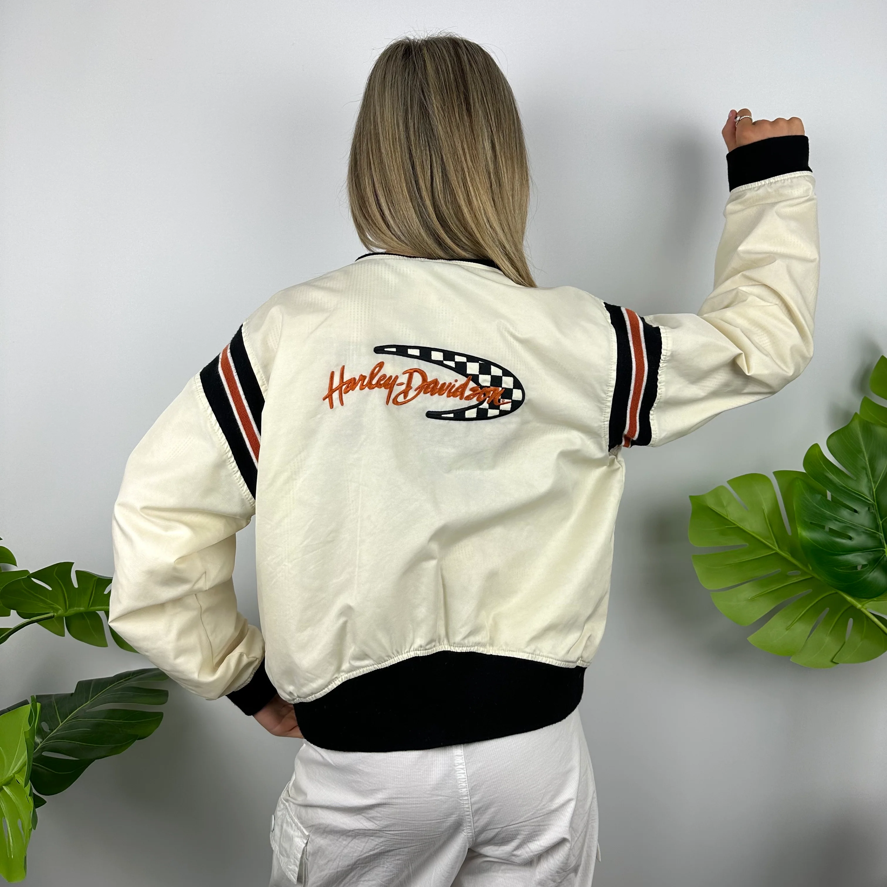 Harley Davidson Cream Zip Up Jacket (M) - Image 5