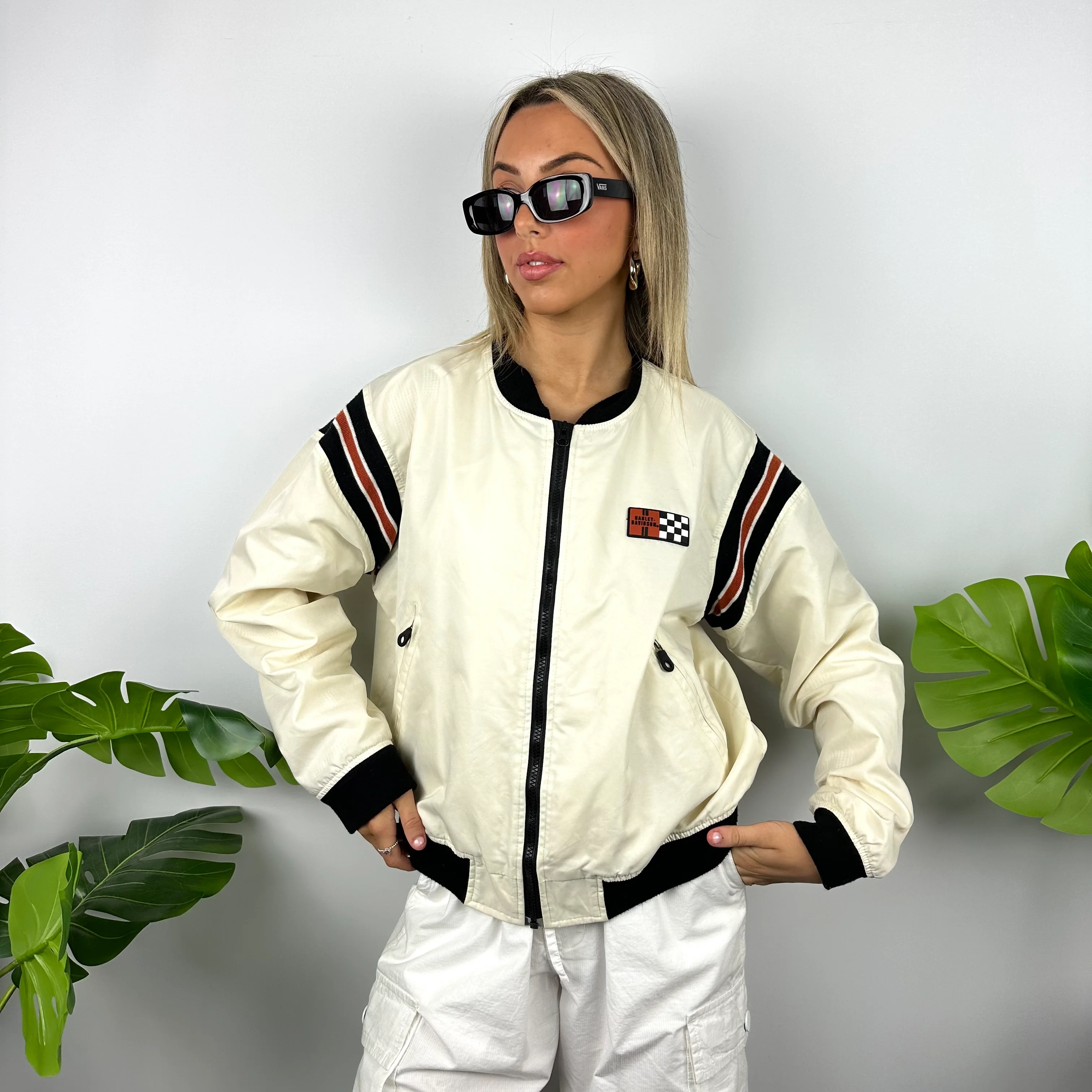 Harley Davidson Cream Zip Up Jacket (M) - Image 6