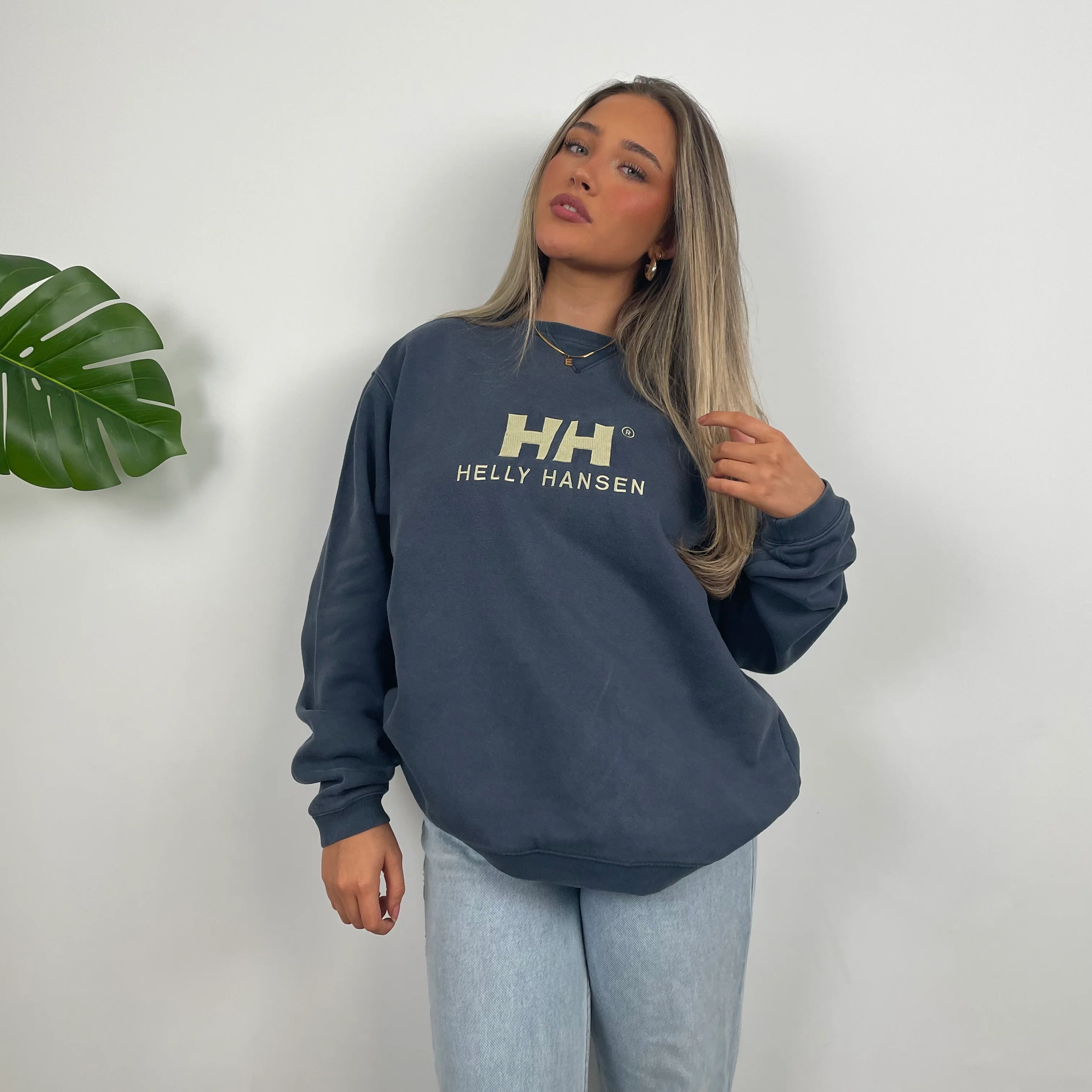 Helly Hansen Blue Embroidered Spell Out Sweatshirt (M) - Image 2