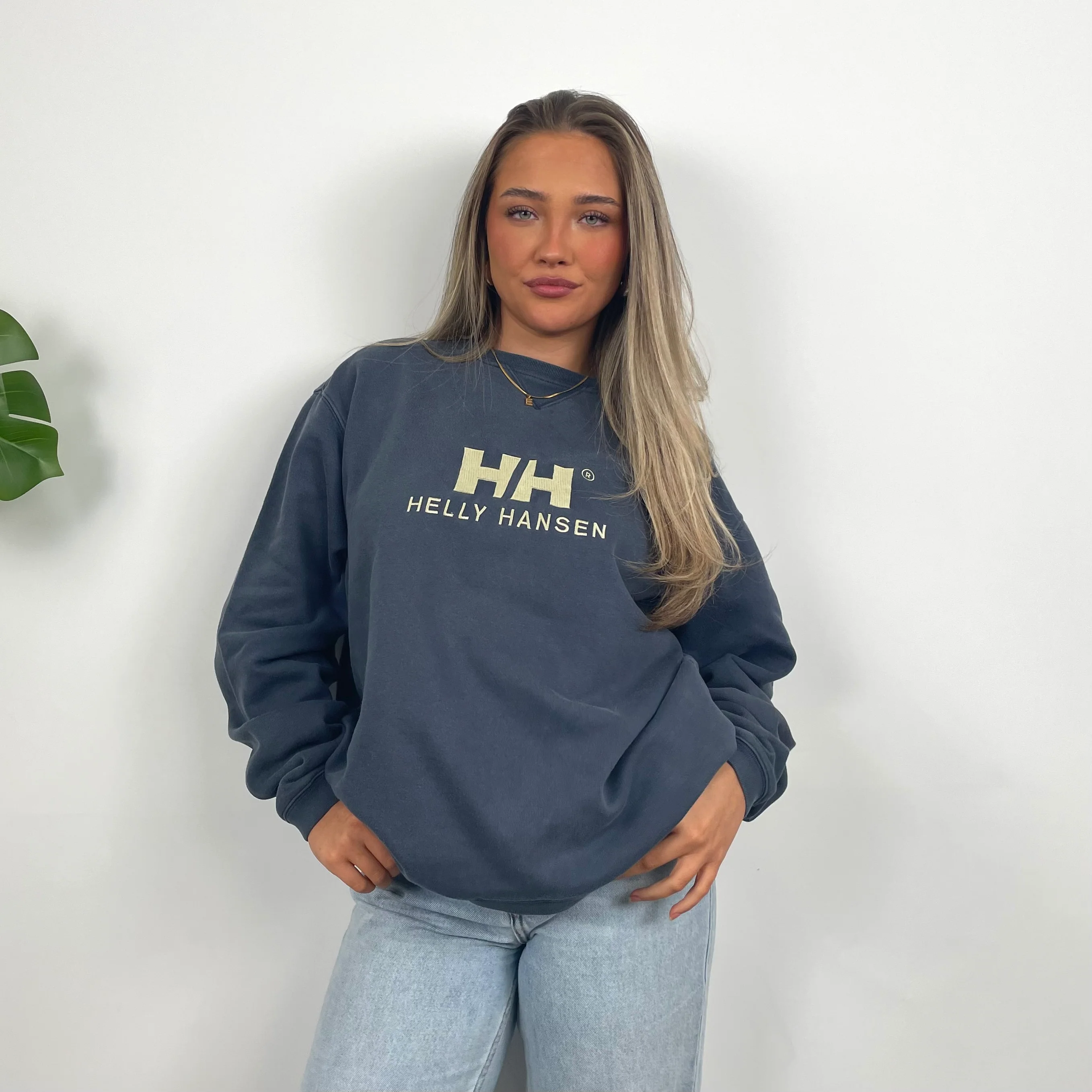Helly Hansen Blue Embroidered Spell Out Sweatshirt (M) - Image 3