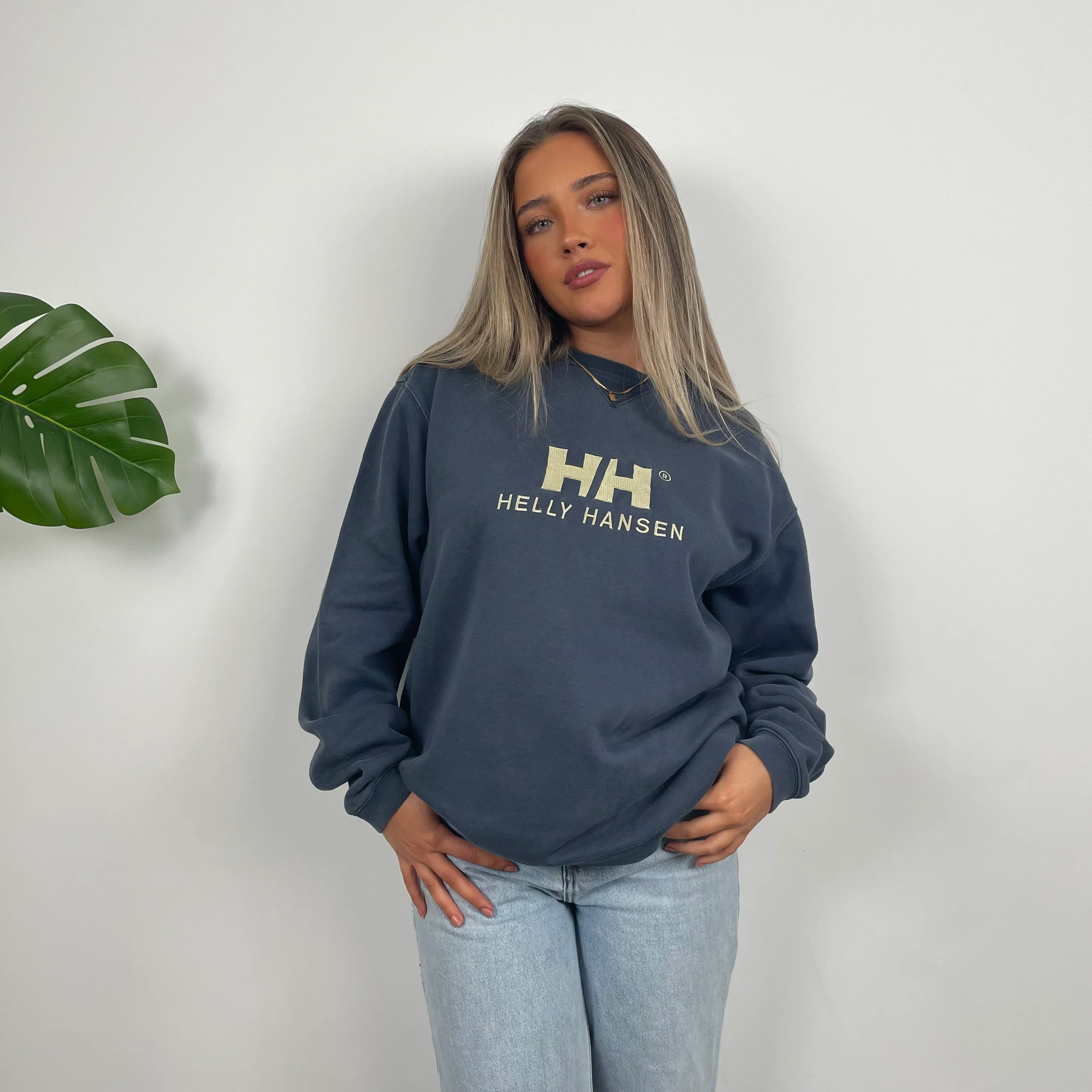 Helly Hansen Blue Embroidered Spell Out Sweatshirt (M) - Image 4