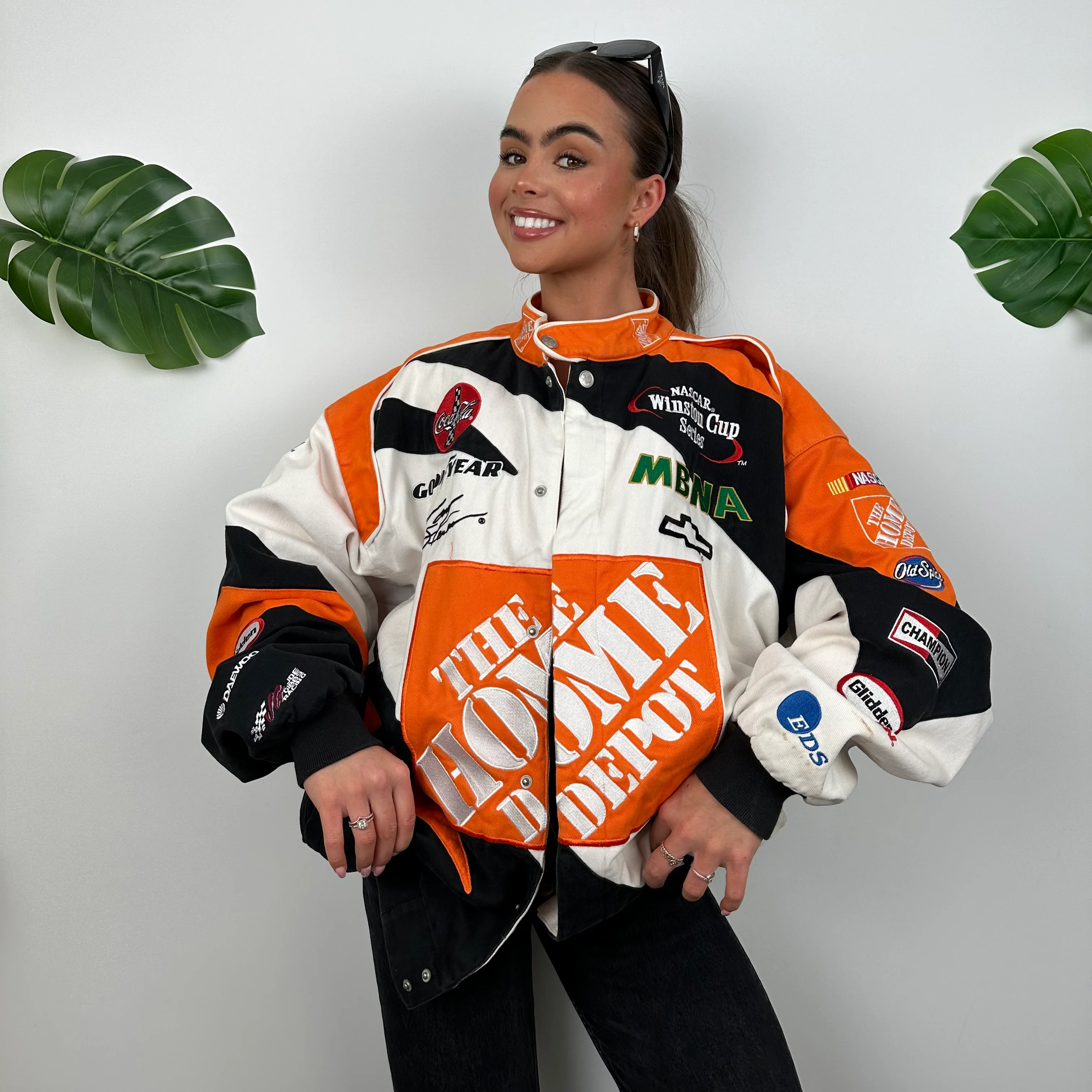Home Depot Orange and White NASCAR Racing Jacket (XL)