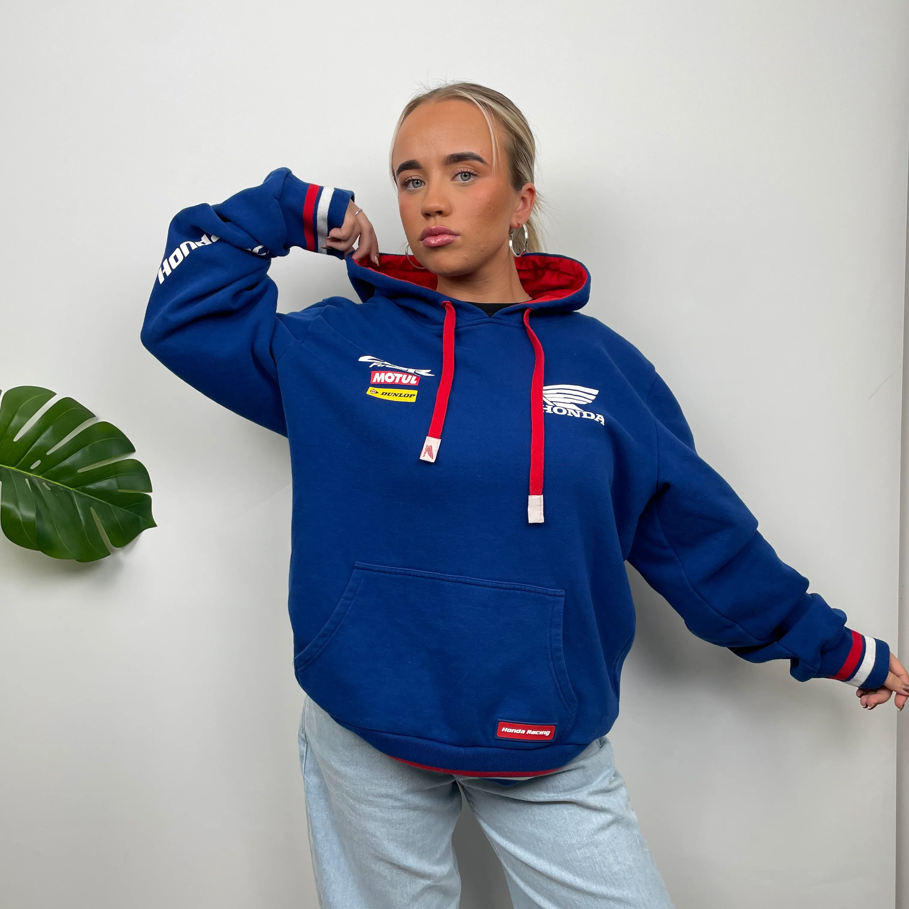 Honda Racing Blue Embroidered Spell Out Hoodie (L) - Image 4