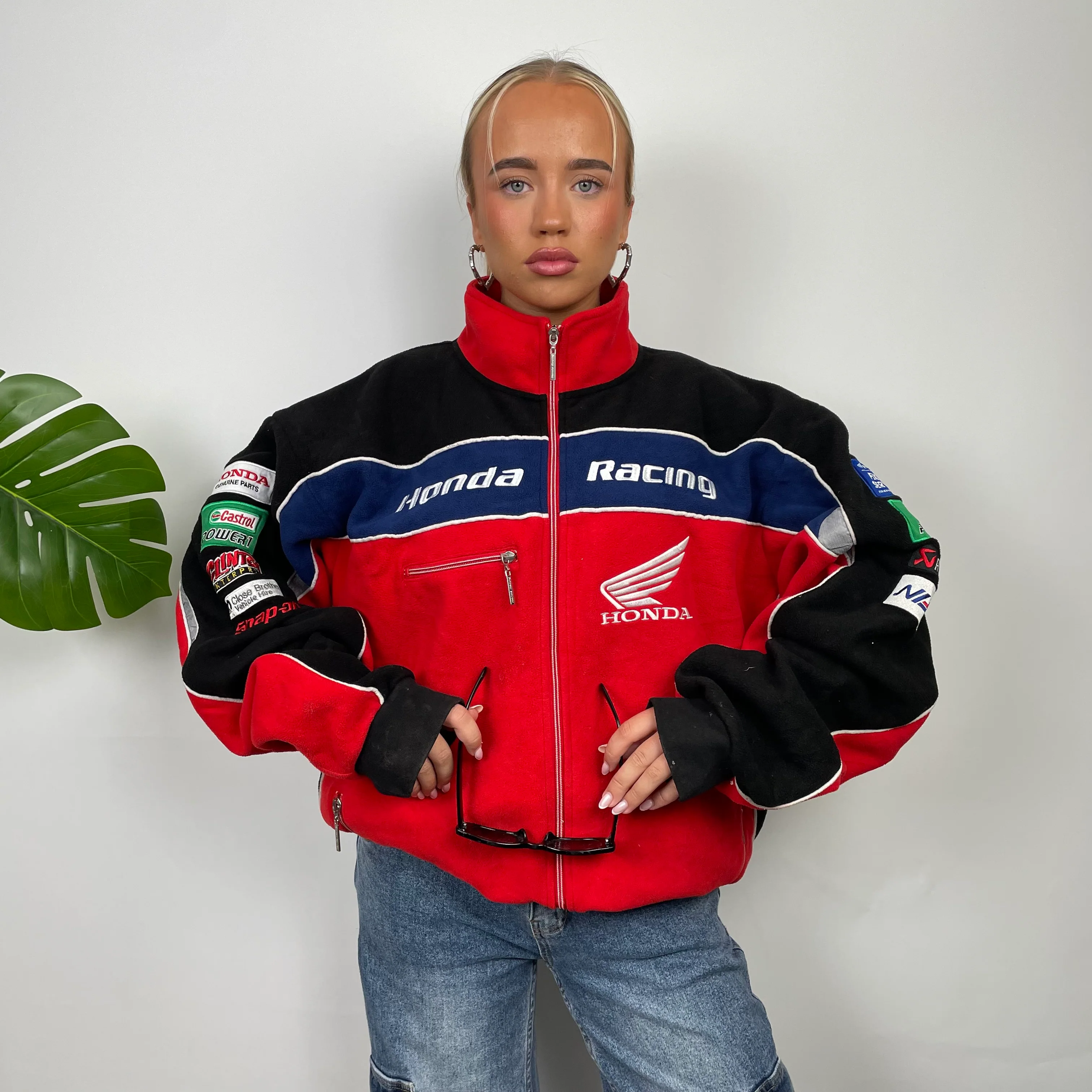 Honda Racing Red Embroidered Spell Out Zip Up Hoodie Jacket (XXXL) - Image 4