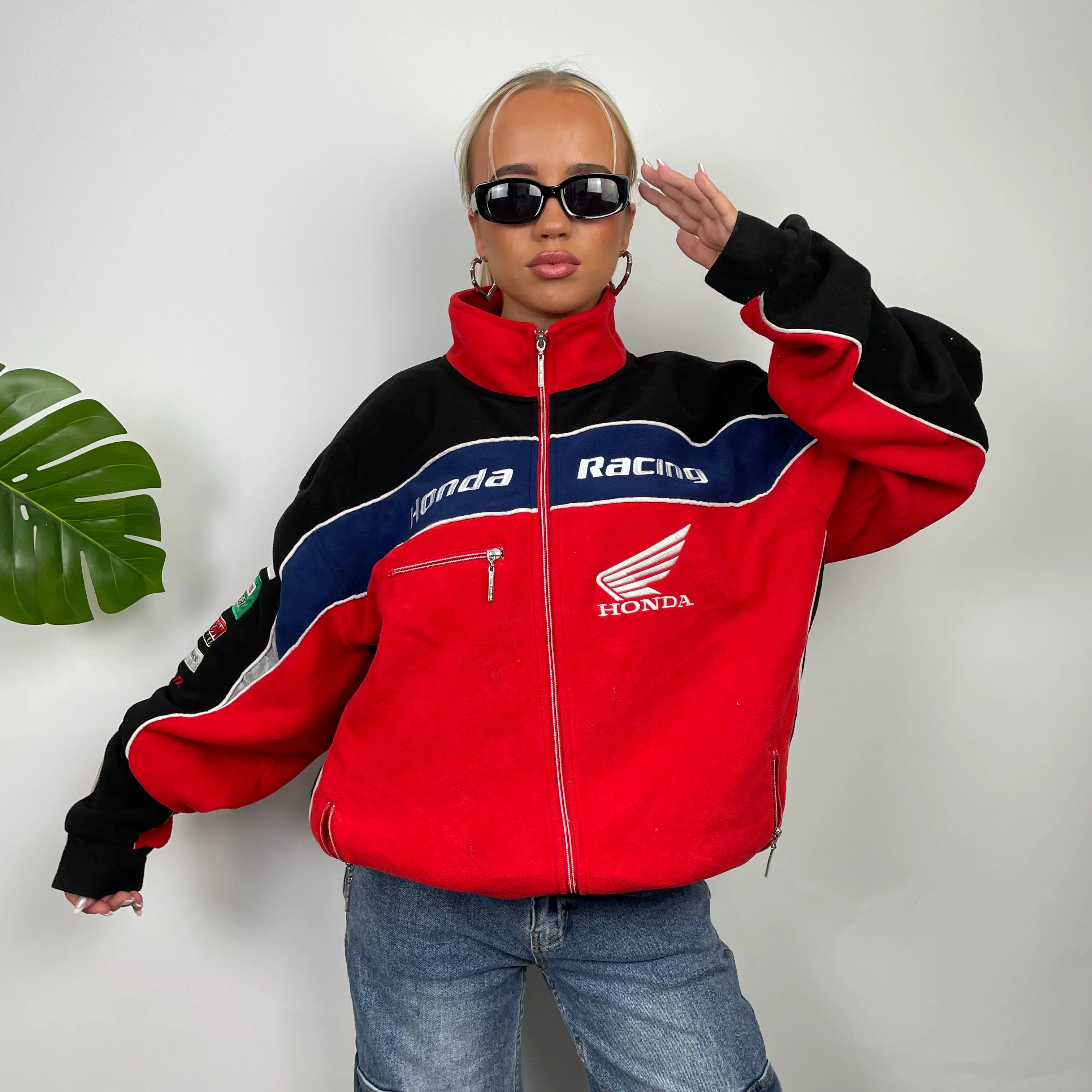 Honda Racing Red Embroidered Spell Out Zip Up Hoodie Jacket (XXXL) - Image 5
