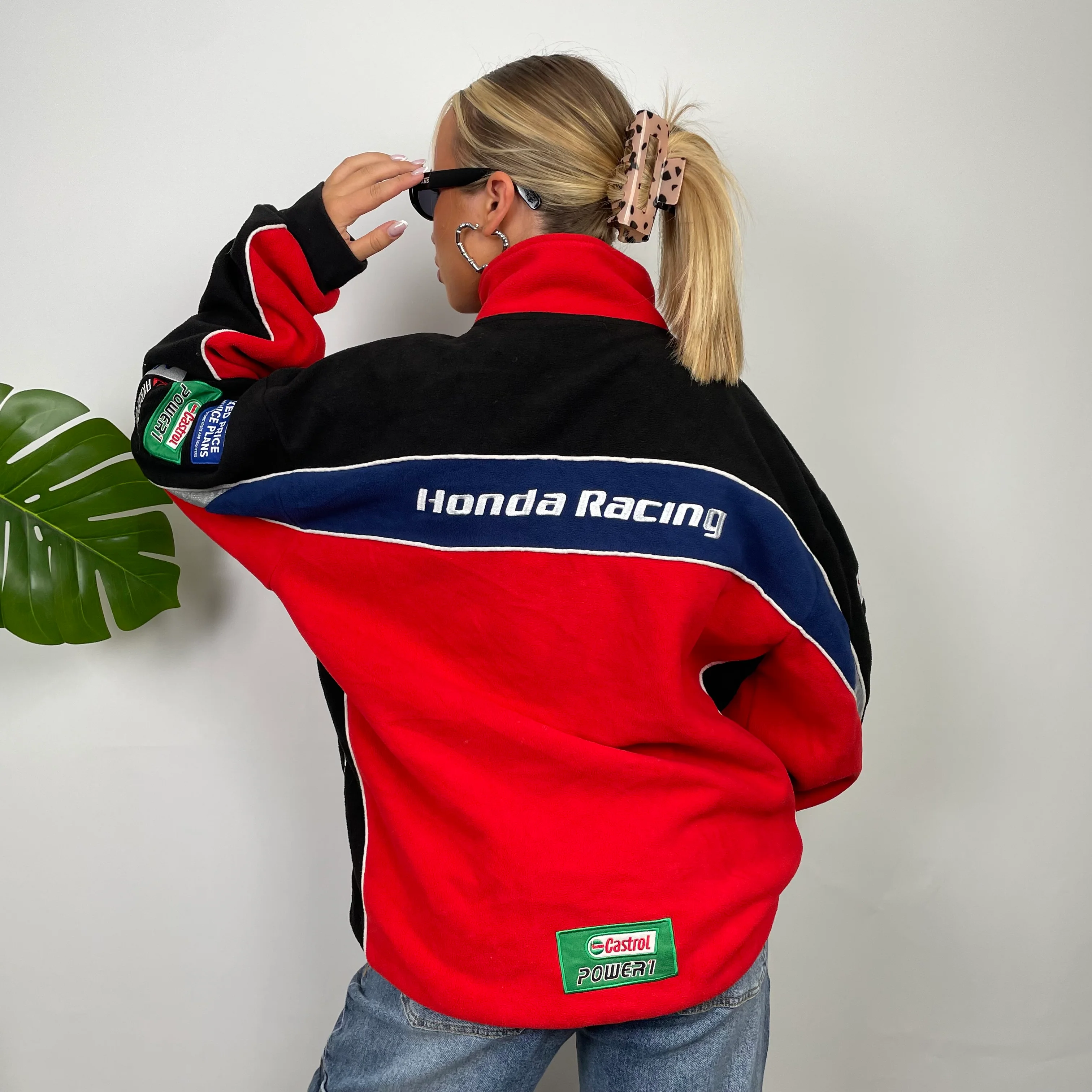Honda Racing Red Embroidered Spell Out Zip Up Hoodie Jacket (XXXL) - Image 9