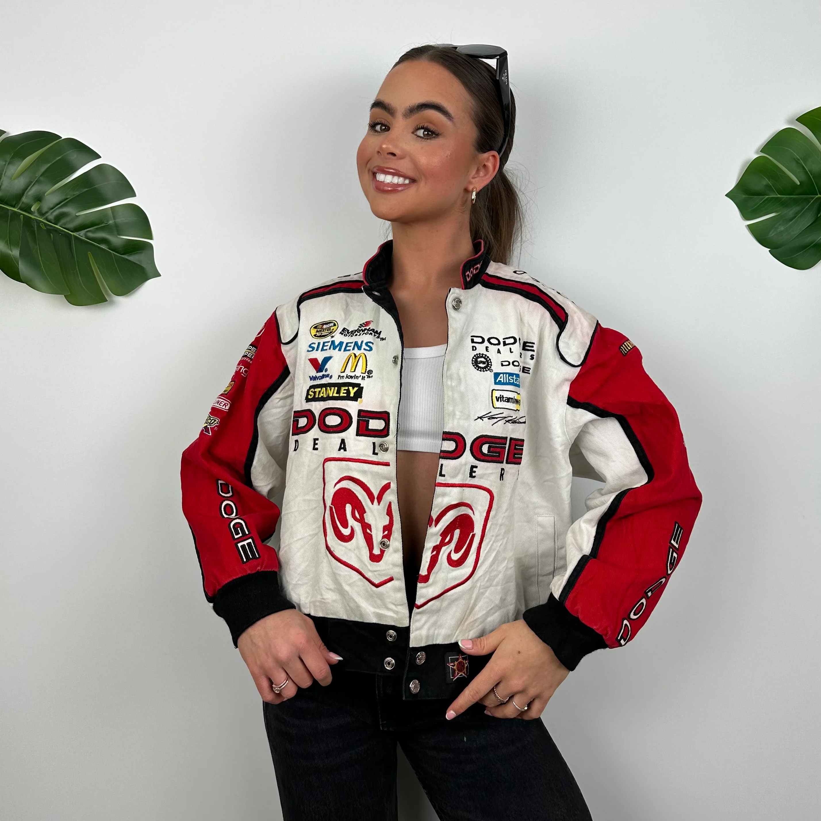 Jeff Hamilton Dodge Red & White NASCAR Chase Authentic Grab Life By The Horn Racing Jacket (S) - Image 2