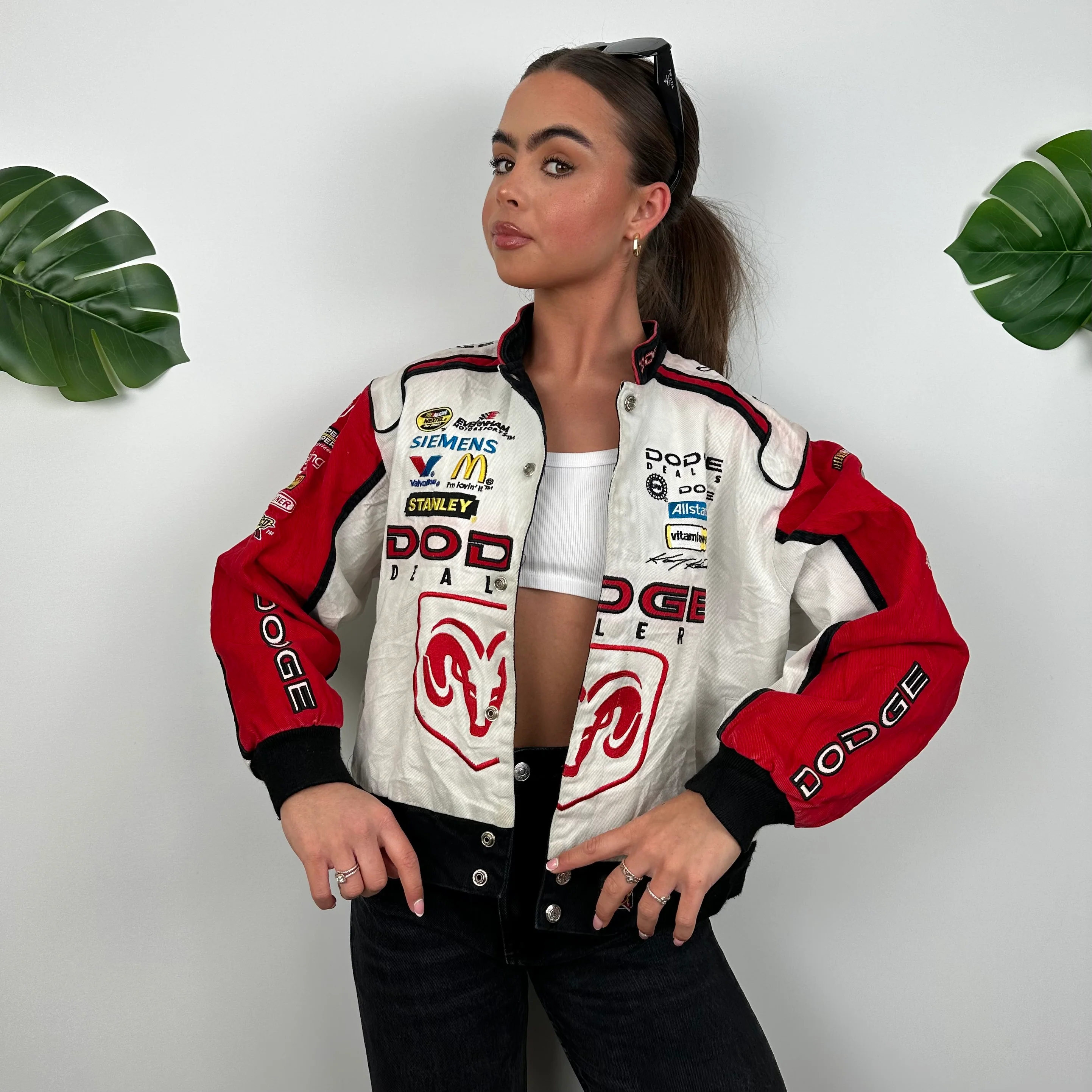 Jeff Hamilton Dodge Red & White NASCAR Chase Authentic Grab Life By The Horn Racing Jacket (S) - Image 4