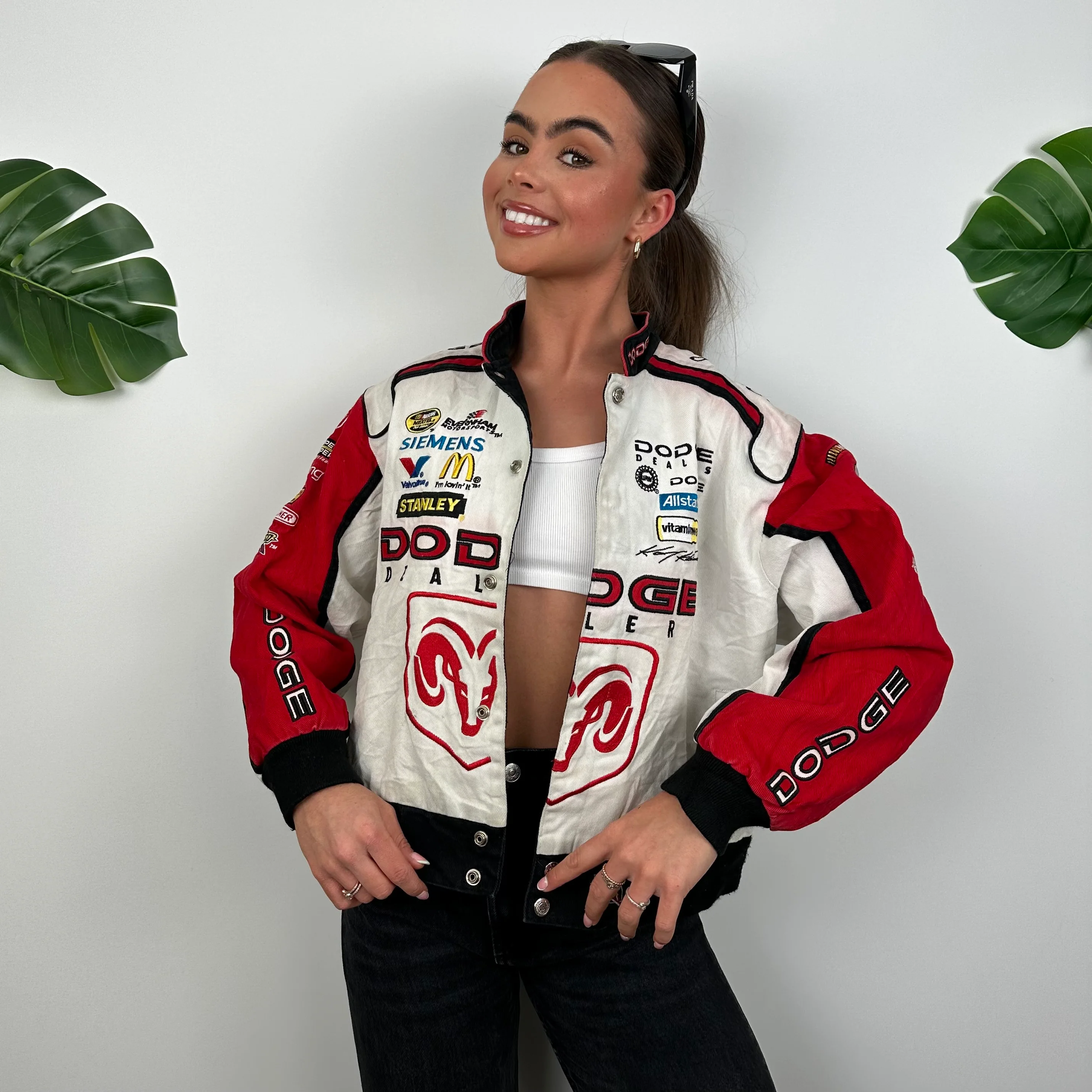 Jeff Hamilton Dodge Red & White NASCAR Chase Authentic Grab Life By The Horn Racing Jacket (S) - Image 6