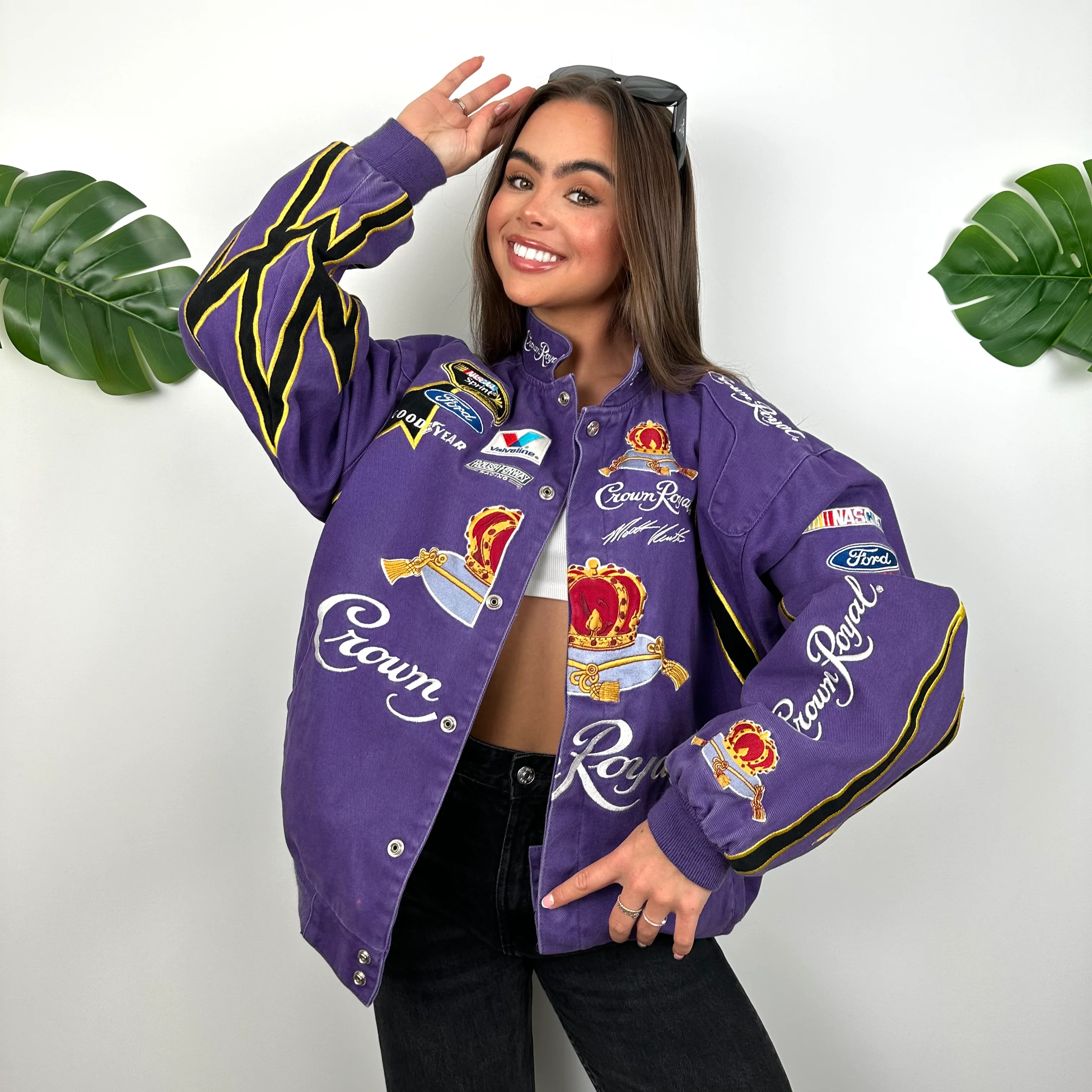 JH Design Crown Royal Purple NASCAR Racing Jacket (M) - Image 2