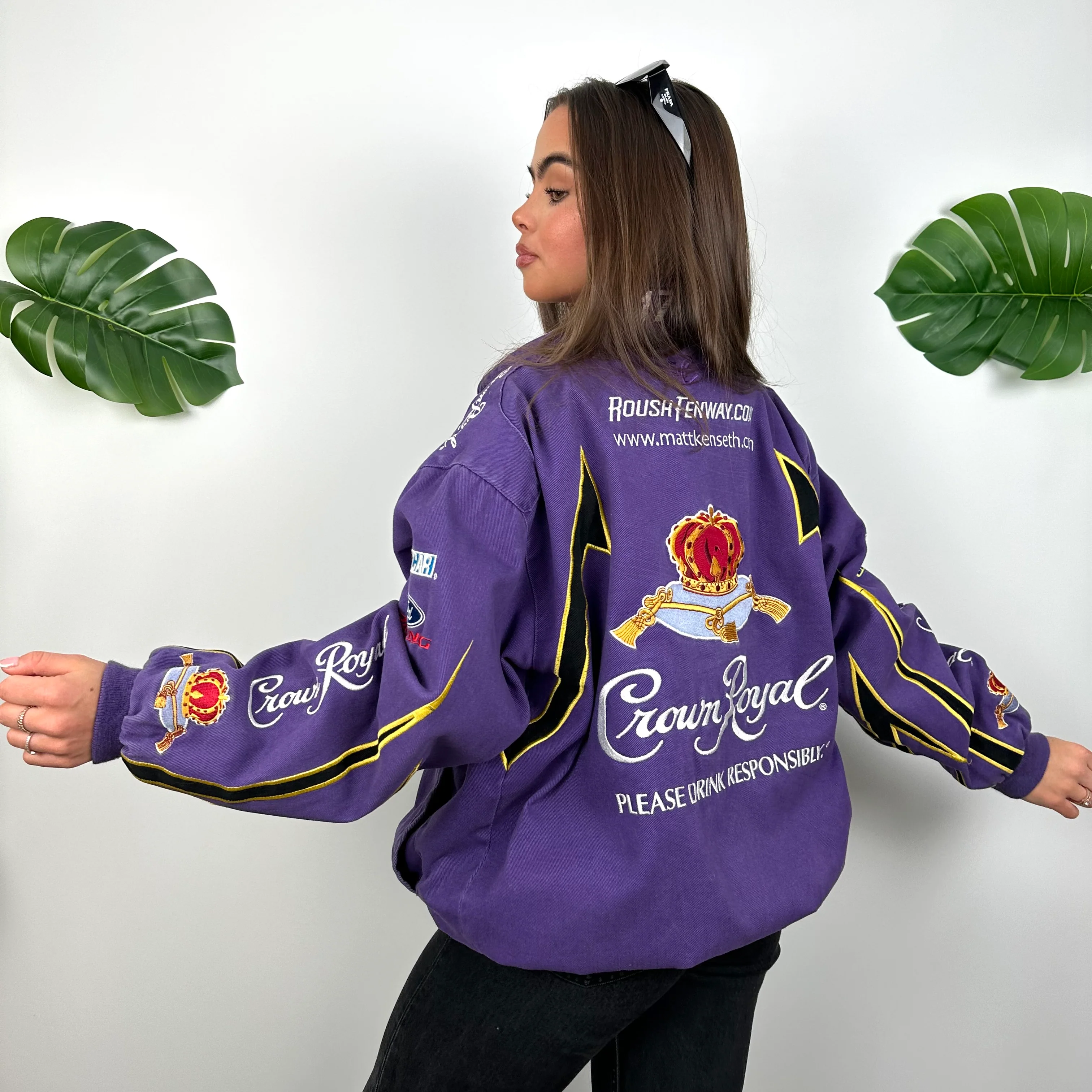 JH Design Crown Royal Purple NASCAR Racing Jacket (M) - Image 5