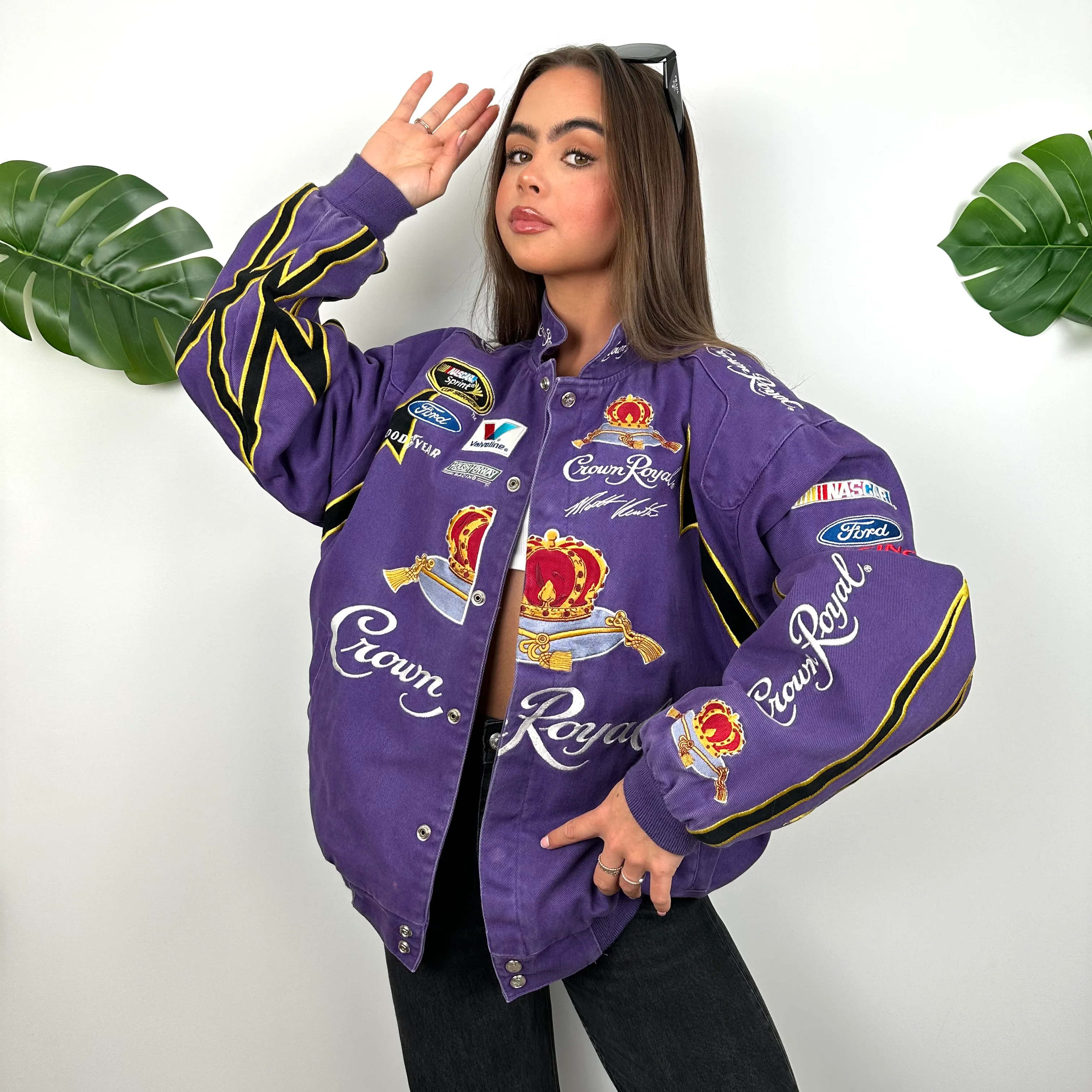 JH Design Crown Royal Purple NASCAR Racing Jacket (M) - Image 6