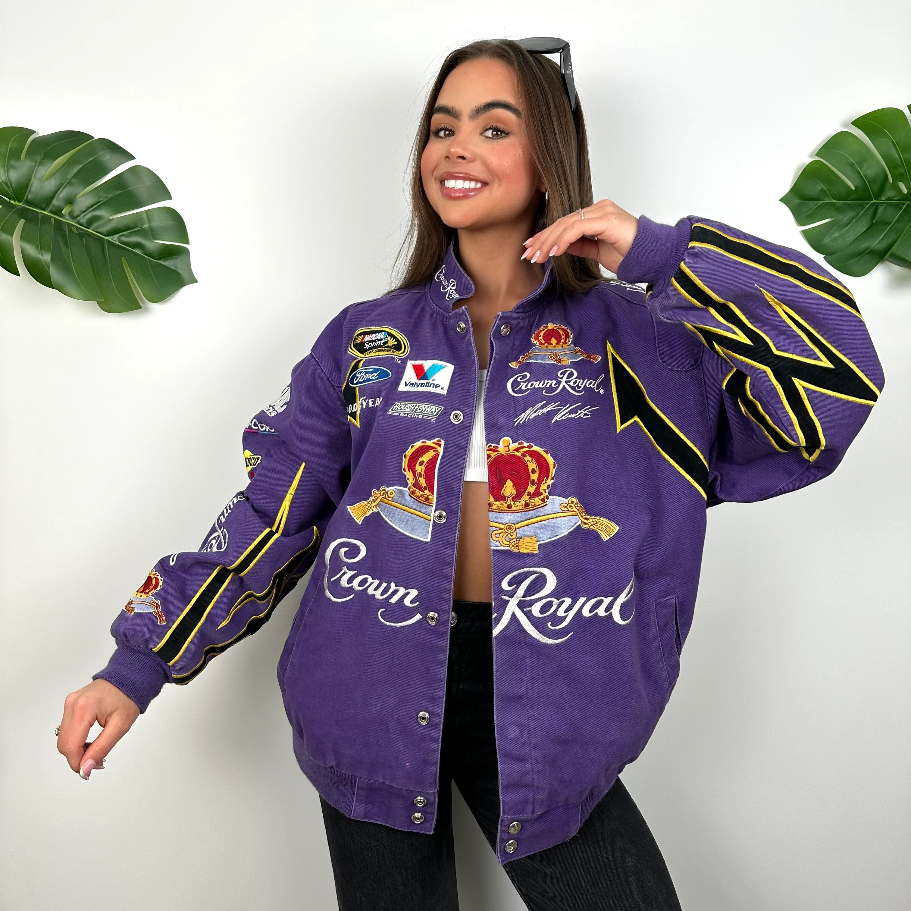 JH Design Crown Royal Purple NASCAR Racing Jacket (M) - Image 8