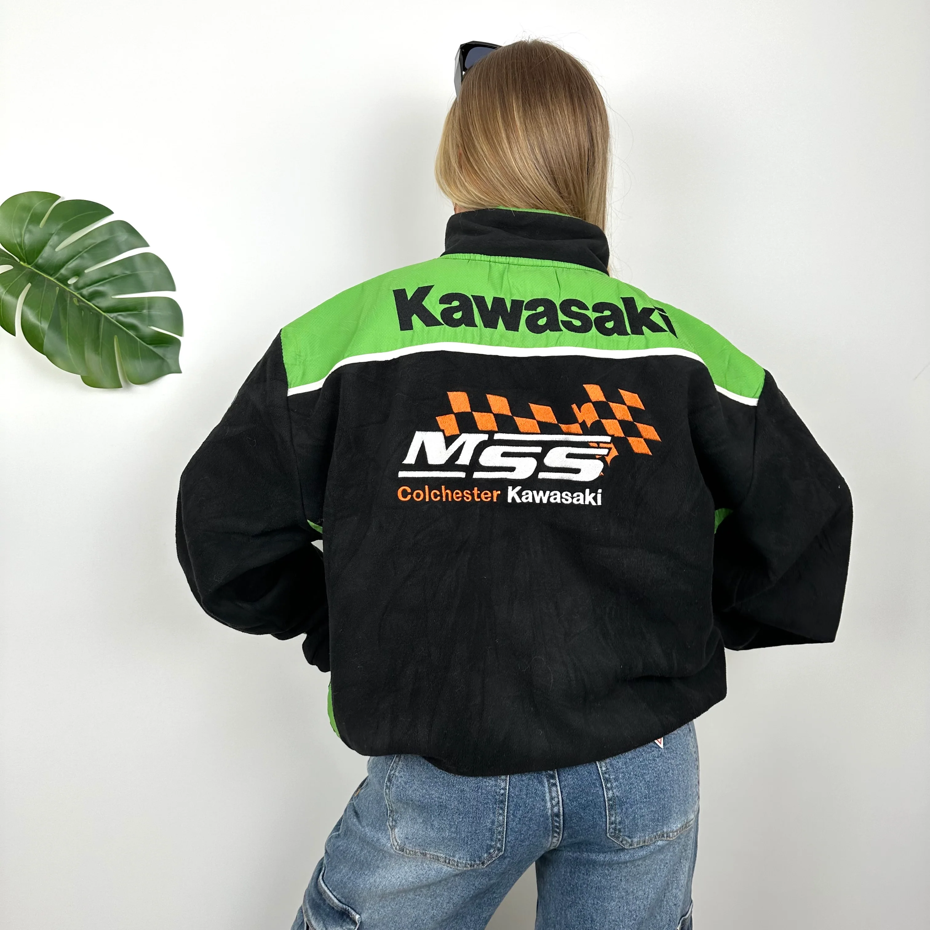 Kawasaki Racing RARE Black Embroidered Spell Out Zip Up Fleece (XXL) - Image 5
