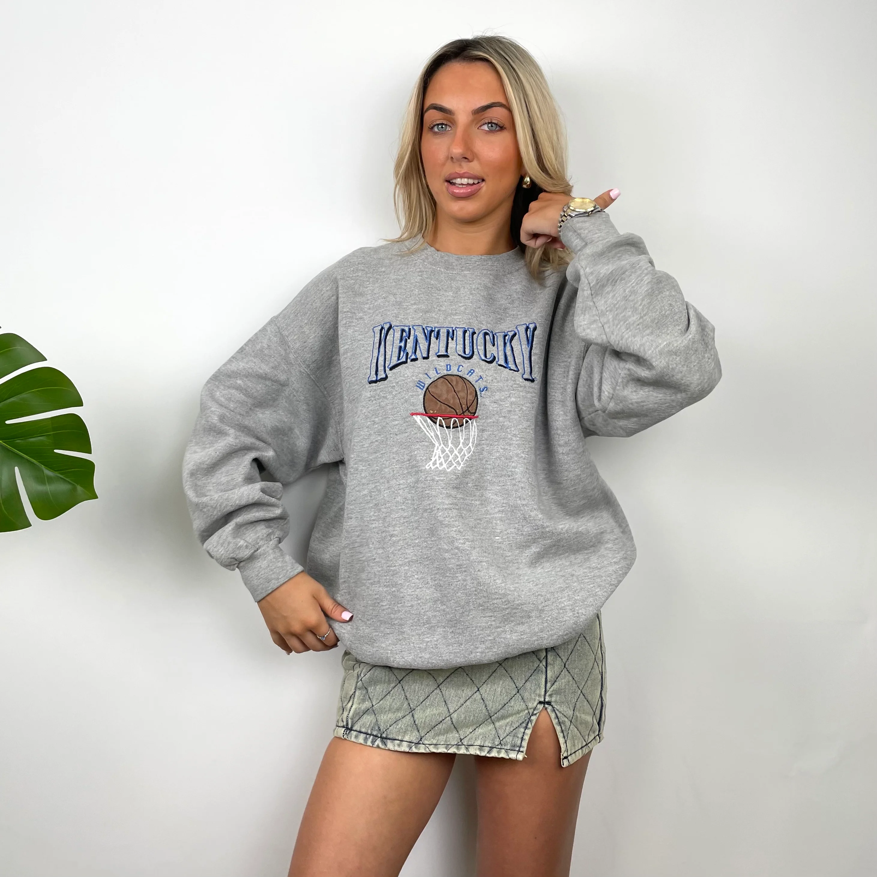 Kentucky Wildcats USA College Grey Embroidered Spell Out Sweatshirt (L) - Image 5