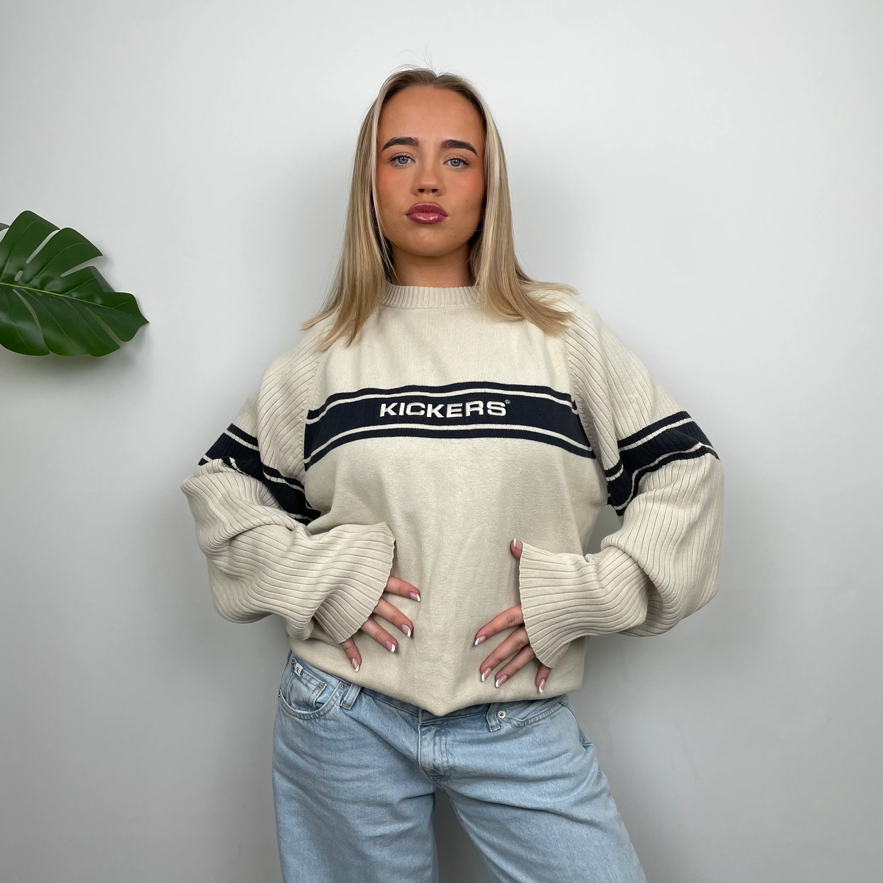 Kickers Cream Spell Out Knitted Sweater (M)